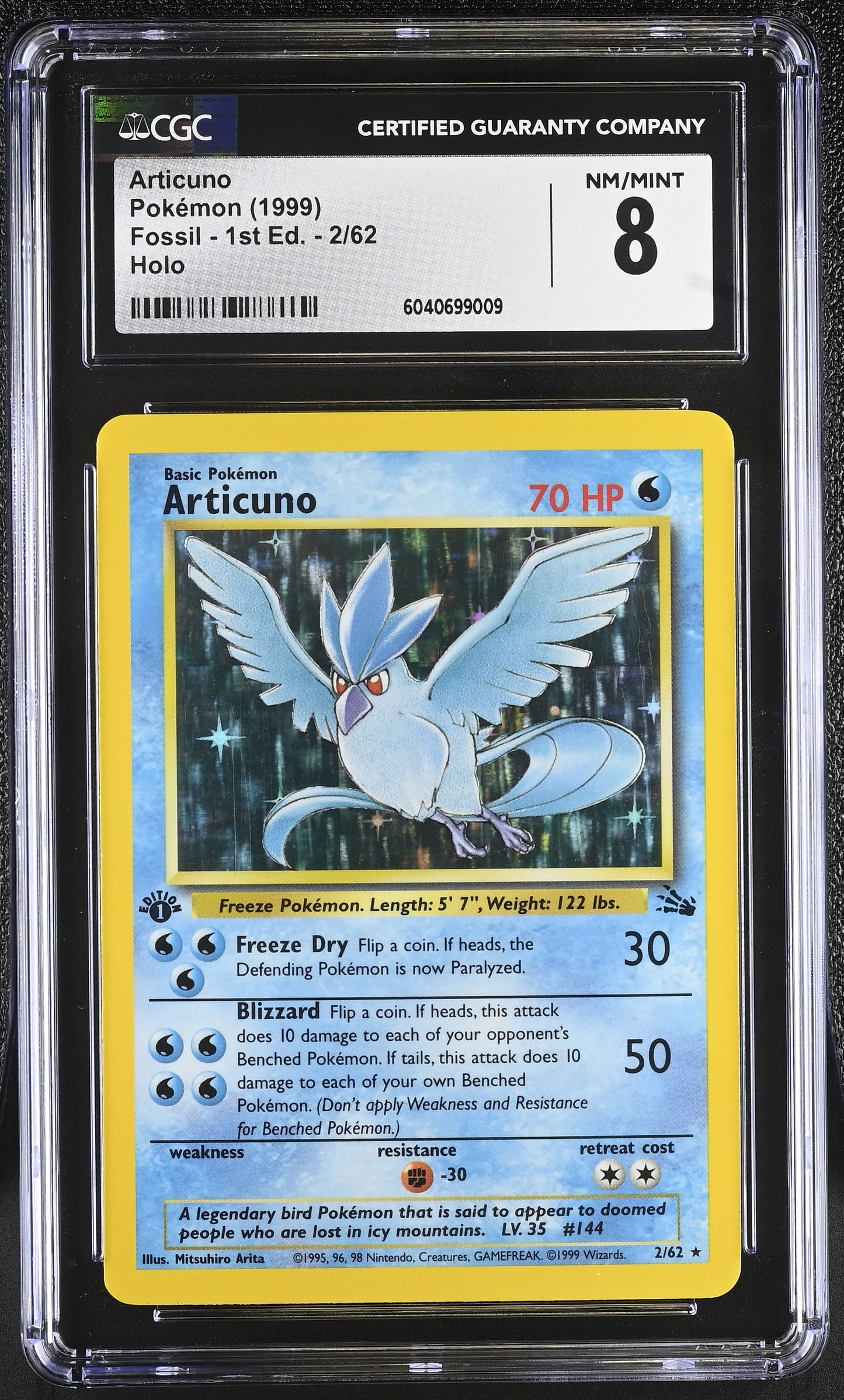 Articuno 2/62 1999 Fossil - 1st Ed. CGC 8 6040699009
