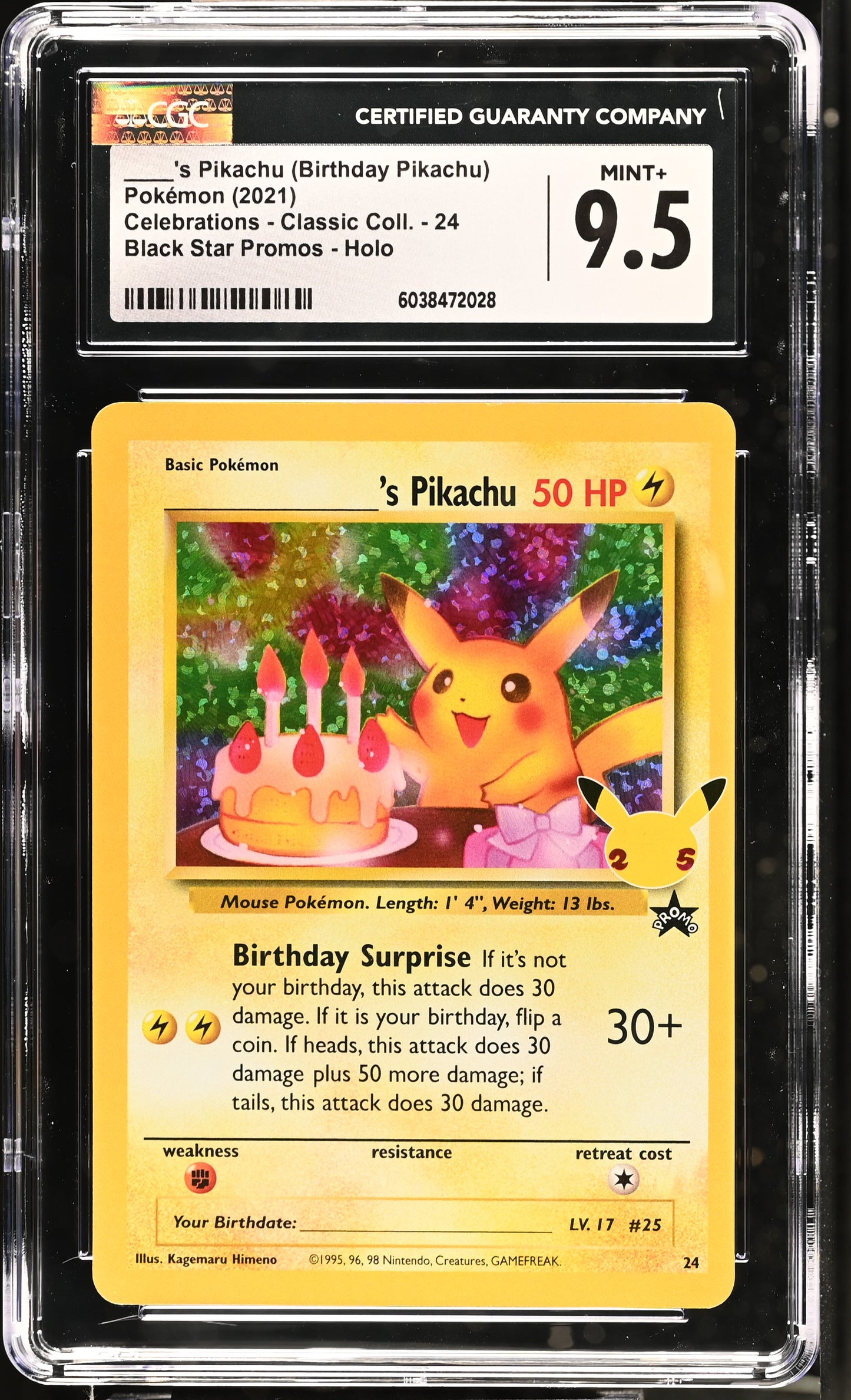 ____'s Pikachu (Birthday Pikachu) 24 2021 Celebrations - Classic Coll. CGC 9.5 6038472028