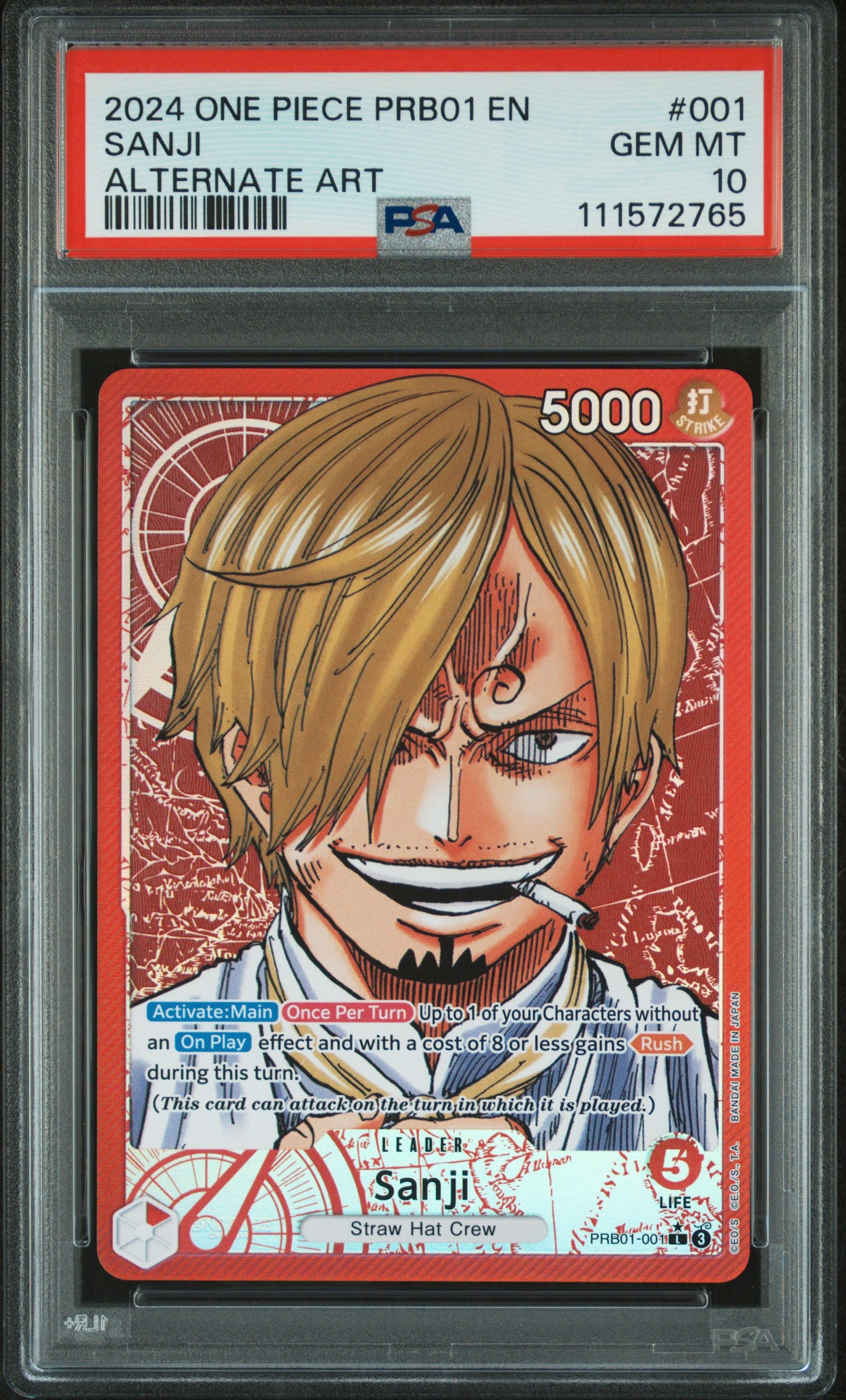 Sanji 001 2024 One Piece Prb01-Premium Booster-One Piece Card The Best- PSA 10 111572765