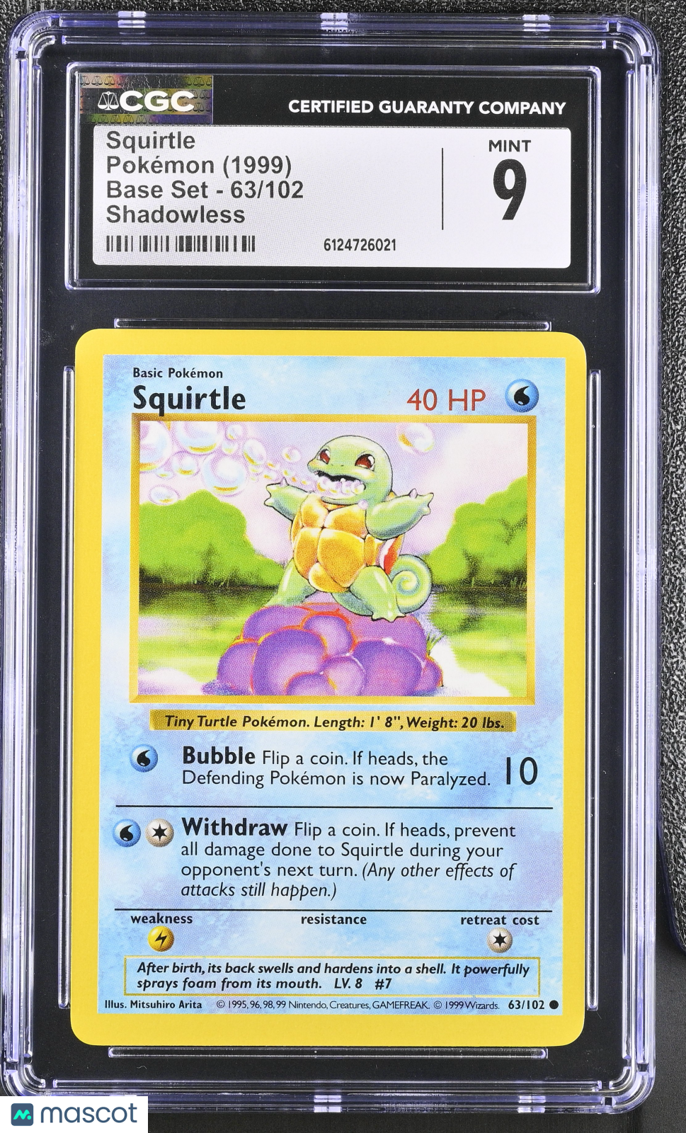 shiny squirtle pokemon card 1999 #63/102 63/102 CGC 9 this card is the Pokemon 2025 M2a Mega Pack Detail::Japanese Base 300¥ (Light) tgtgho24pg34-35