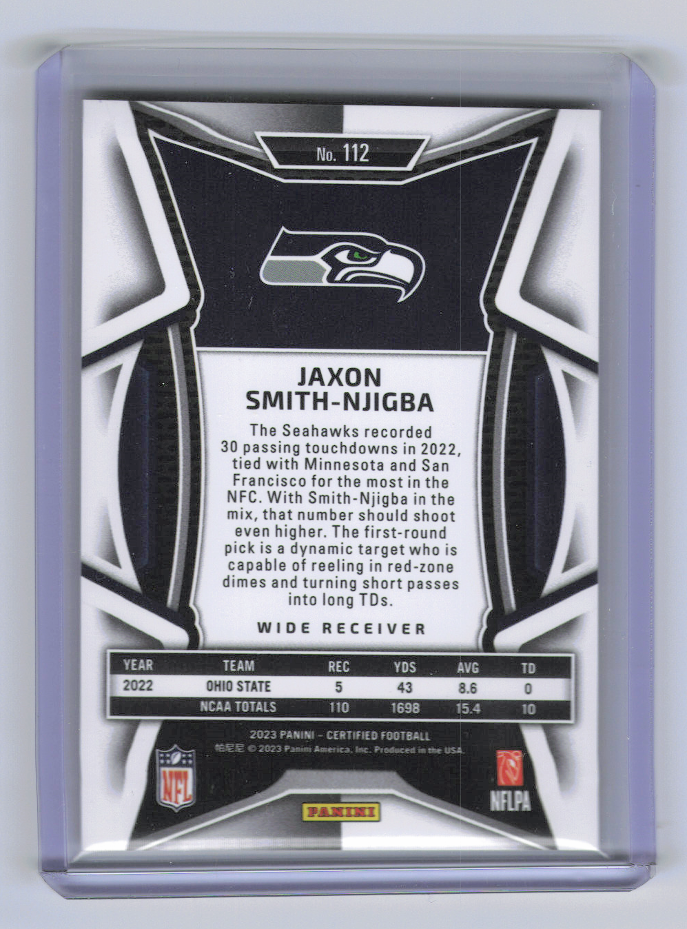 2023 Panini Certified Jaxon Smith-Njigba #112 Gold /15 RC
