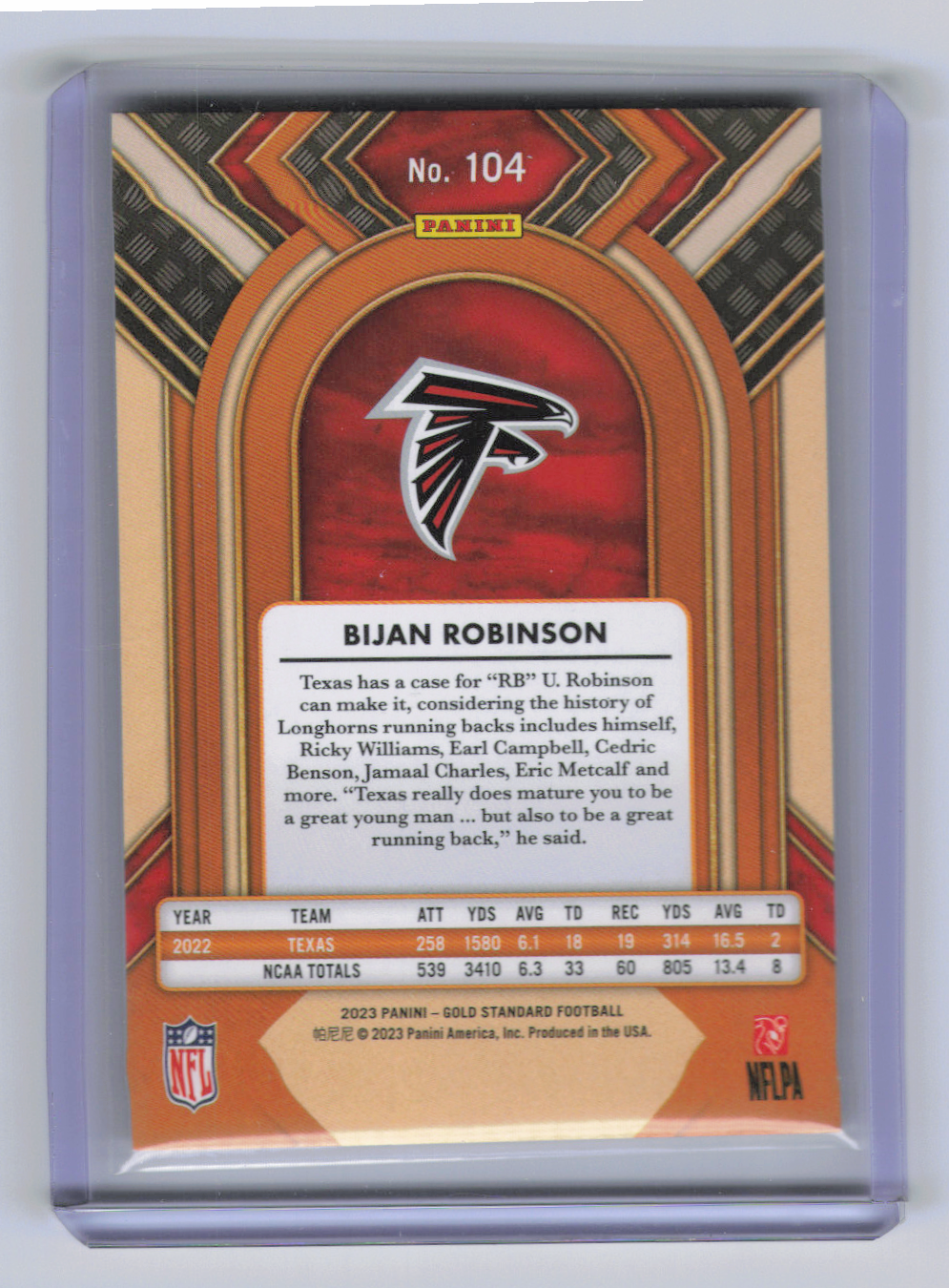 2023 Panini Gold Standard Bijan Robinson #104 /14 RC