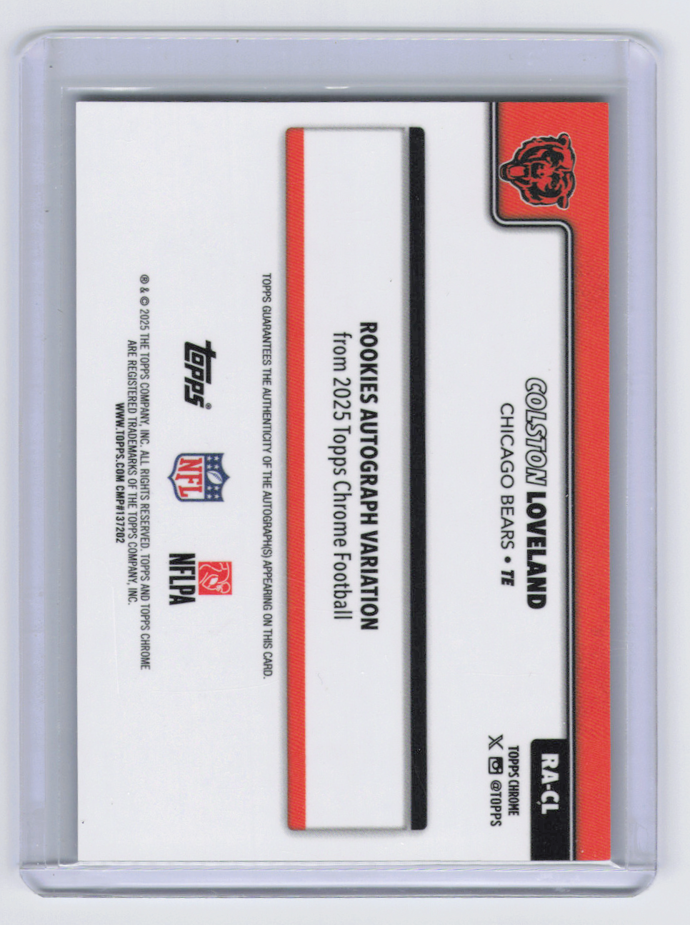 2025 Topps Chrome Football Colston Loveland #RA-CL Rookies Autograph Variation
