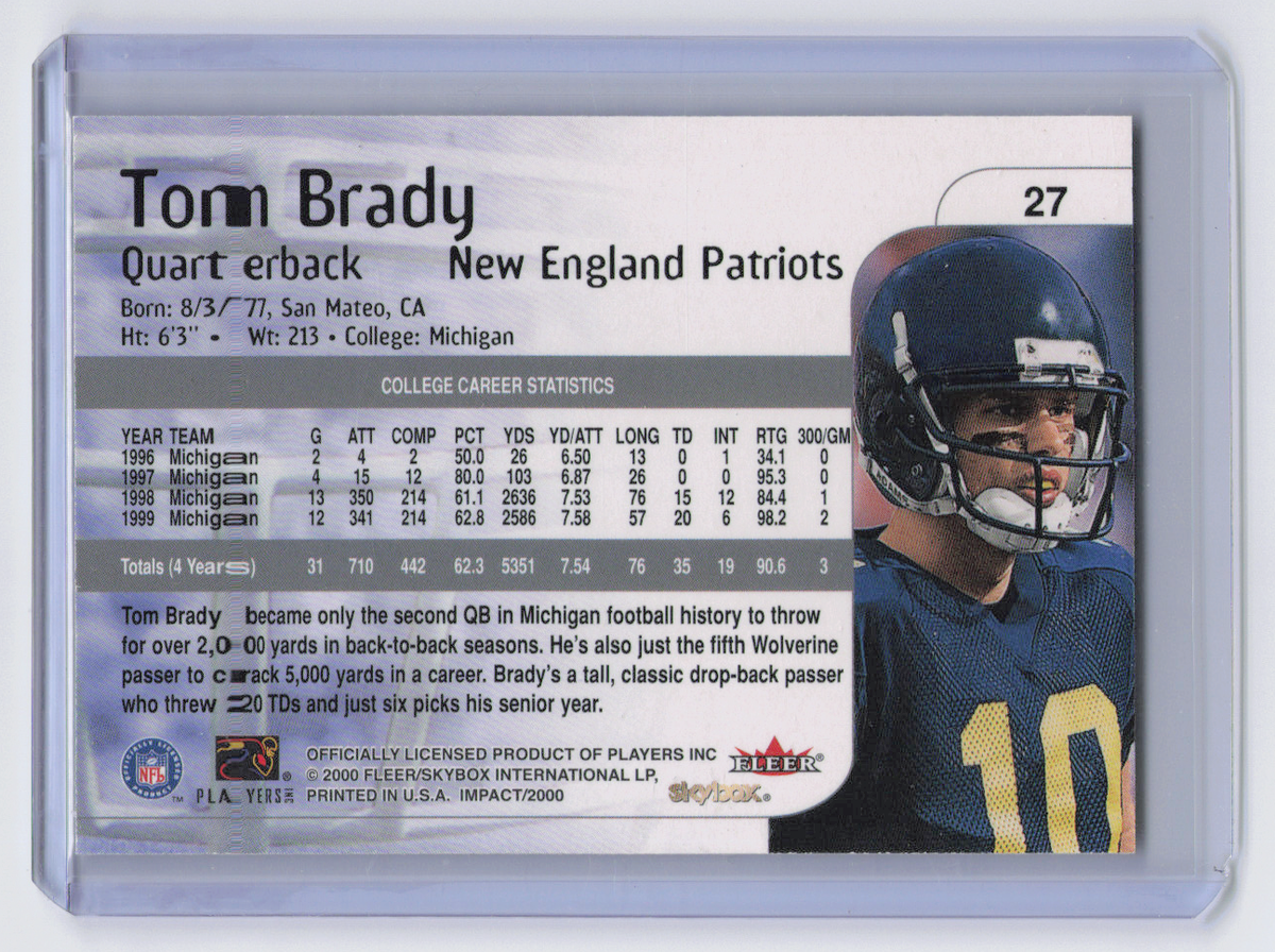 2000 Fleer SkyBox Impact Tom Brady #27