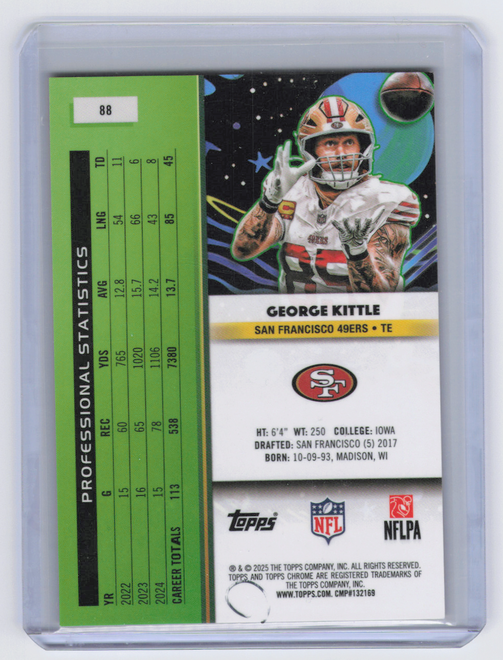 2025 Topps Chrome Cosmic George Kittle Red Lava /5 #88
