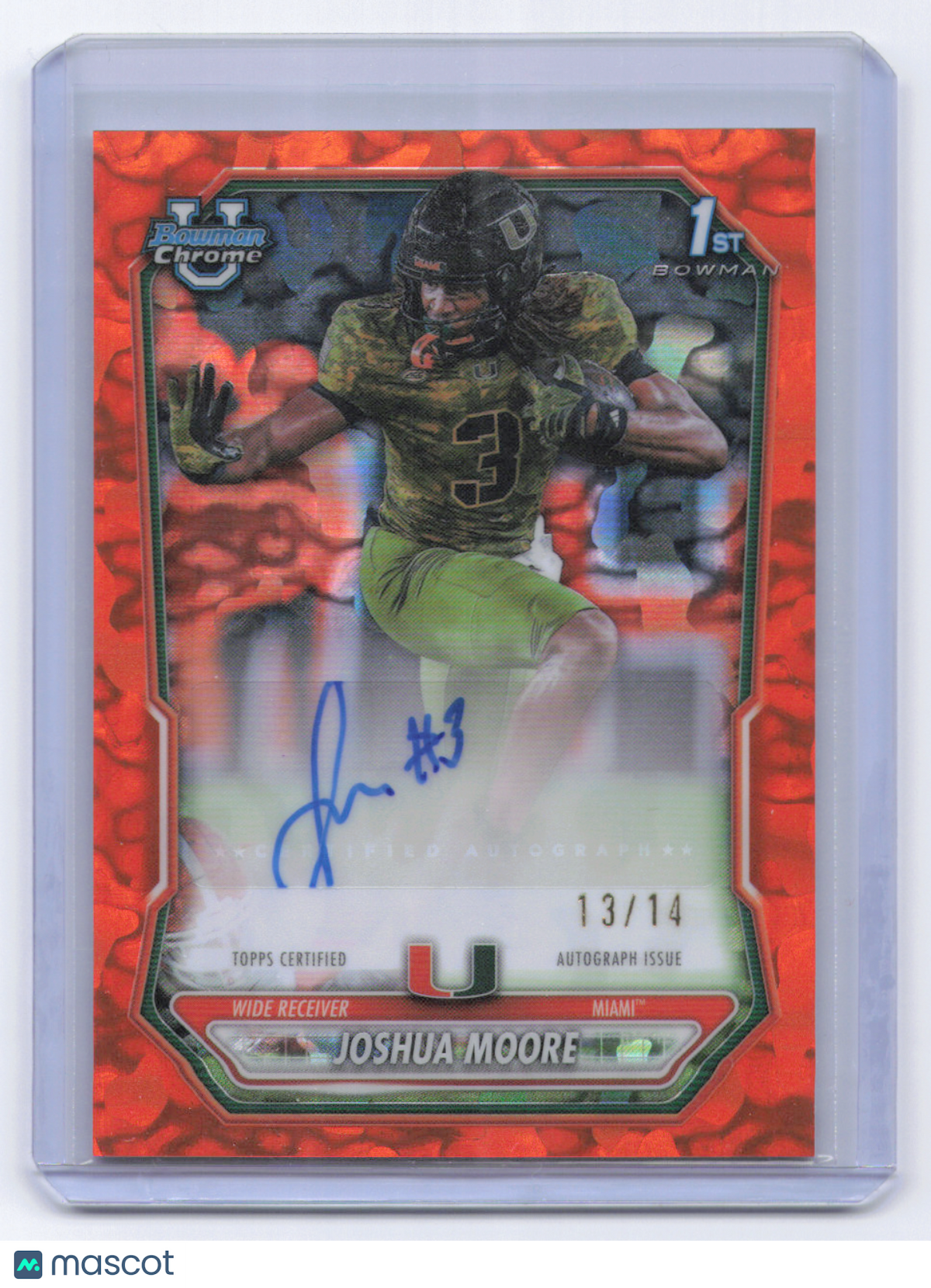 2026 Bowman Chrome University Joshua Moore #BCPA-JM FDI Orange Lava /14