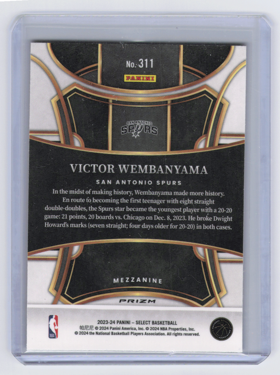 2024 Panini Select Victor Wembanyama #311 Red Cracked Ice RC