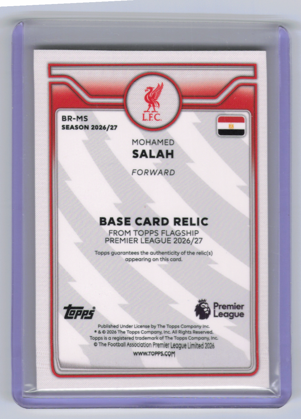2026 Topps Flagship Premier League Mohamed Salah #BR-MS Player-Worn Relic