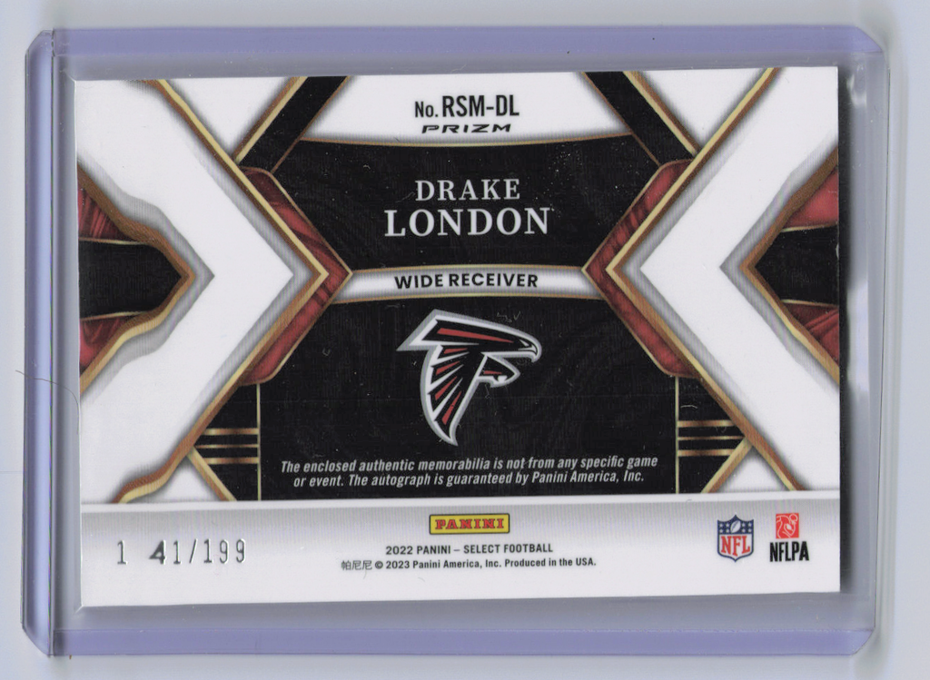 2023 Panini Select Drake London #RSM-DL RC Memorabilia