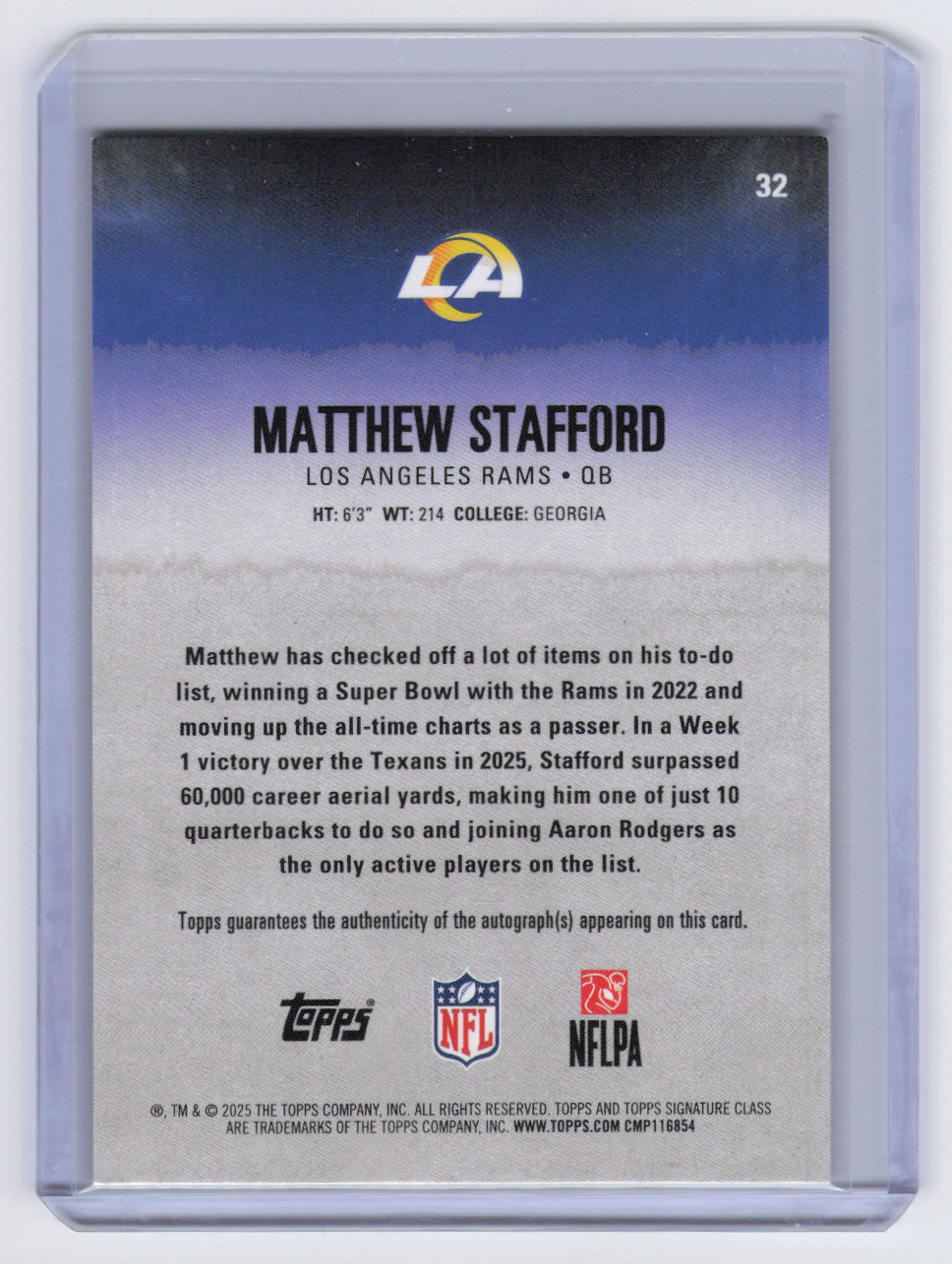 2025 Topps Signature Class Matthew Stafford #32 /50