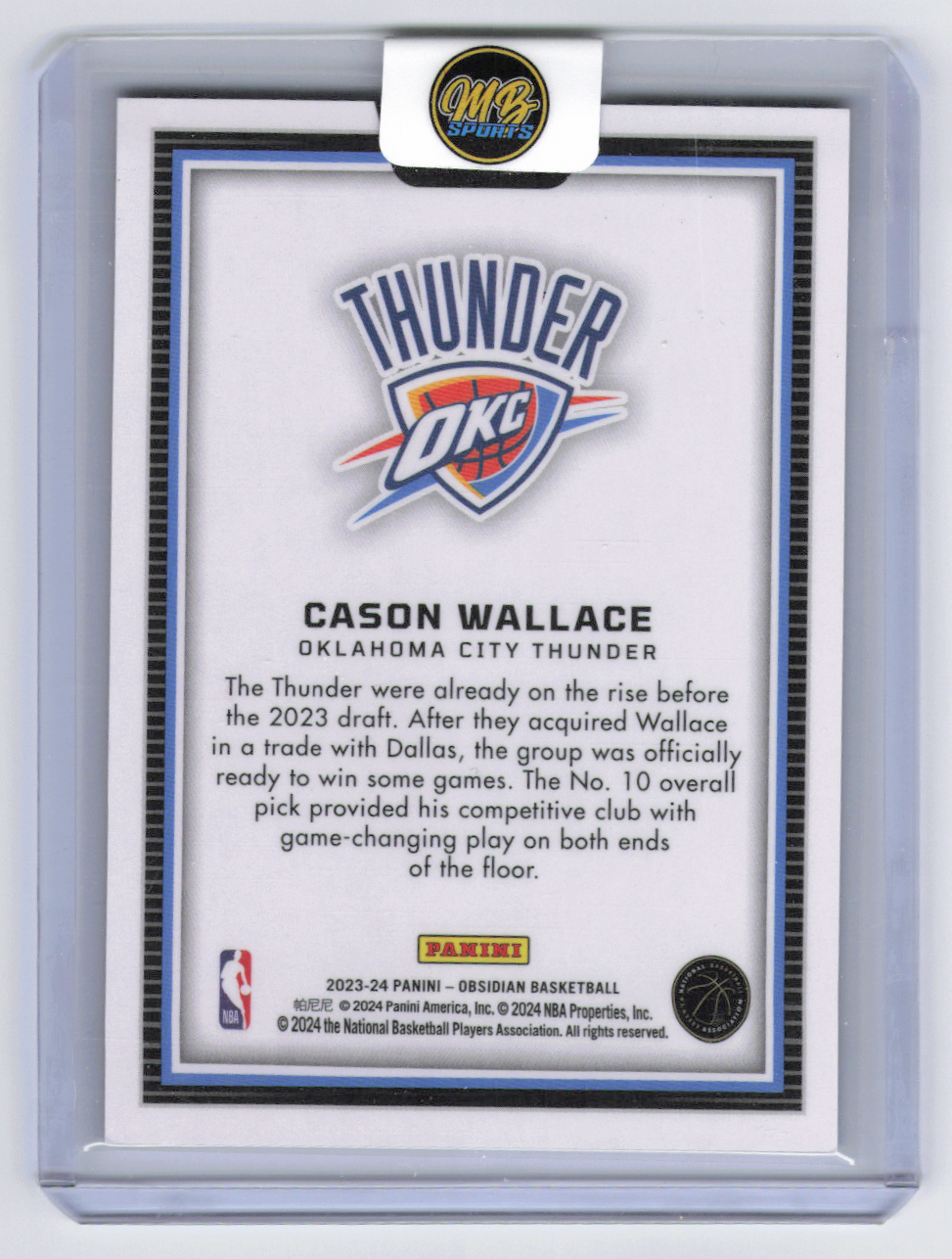 2024 Panini Obsidian Cason Wallace #22 Colorblast CaseHit RC