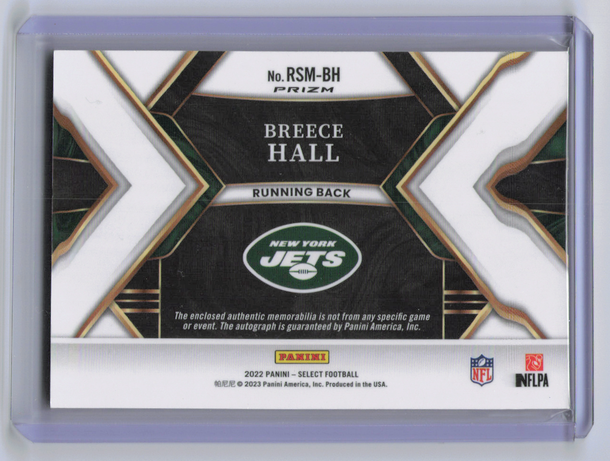 2023 Panini Select Breece Hall #RSM-BH Red Wave Auto Patch RC Memorabilia