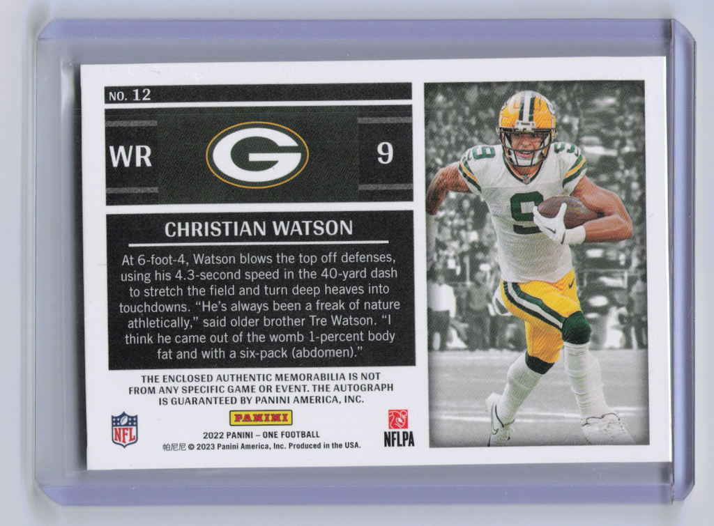 2023 Panini One Christian Watson #12 /149 Memorabilia