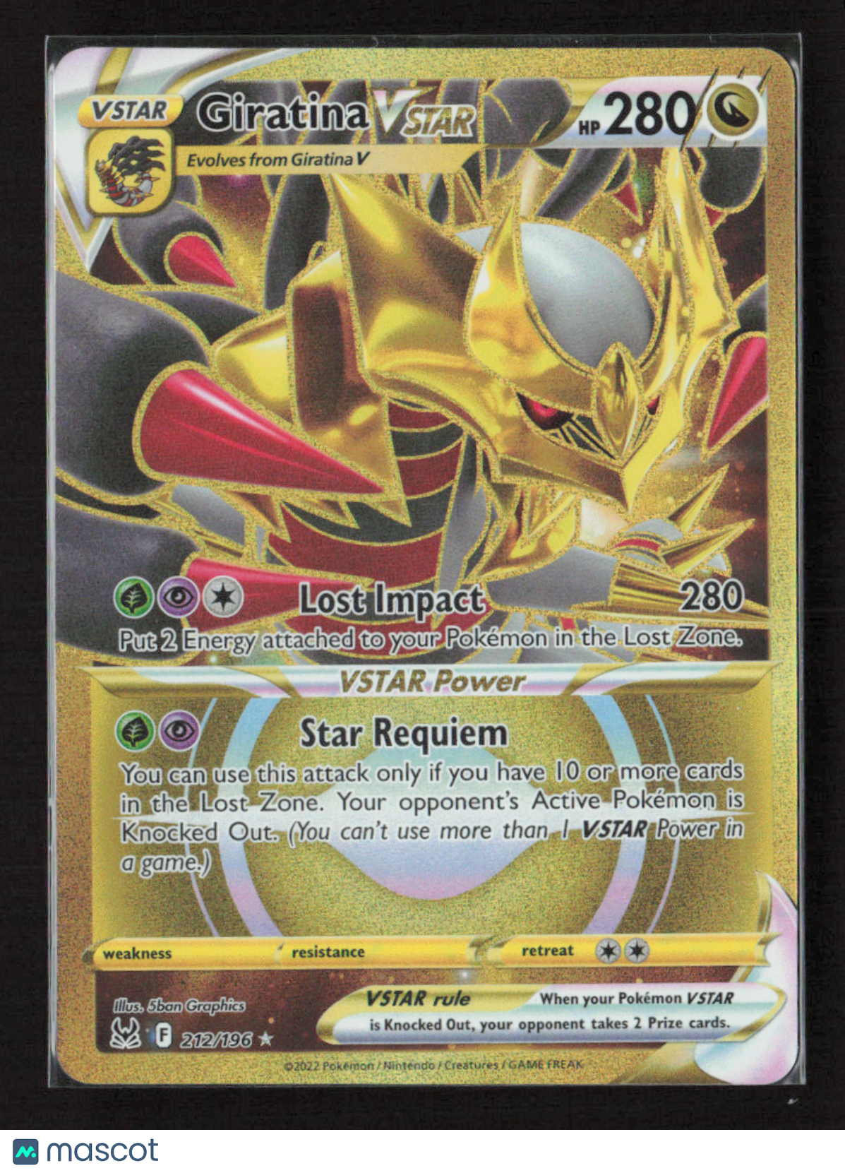 2022 Pokemon Giratina VSTAR (212) (Secret) #212/196 Secret Rare