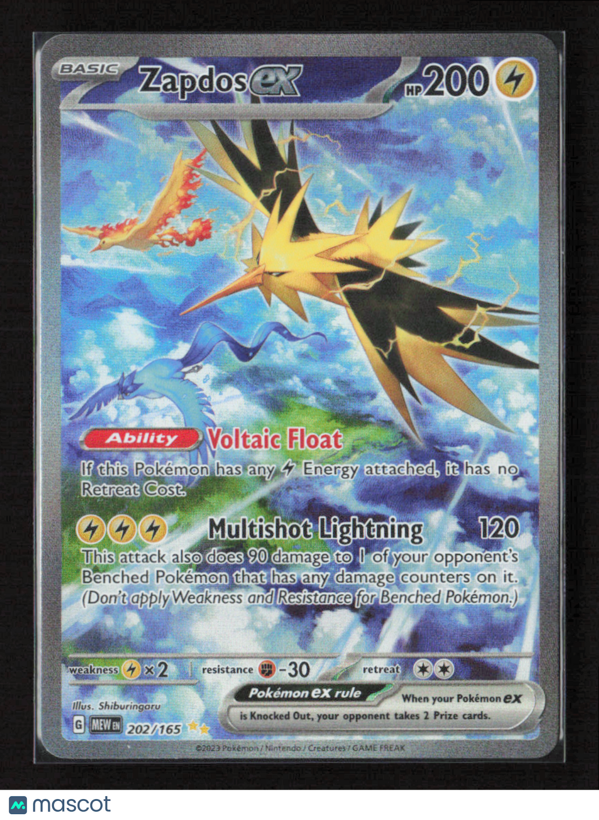 2023 Pokemon Zapdos ex - 202/165 #202/165 Special Illustration Rare