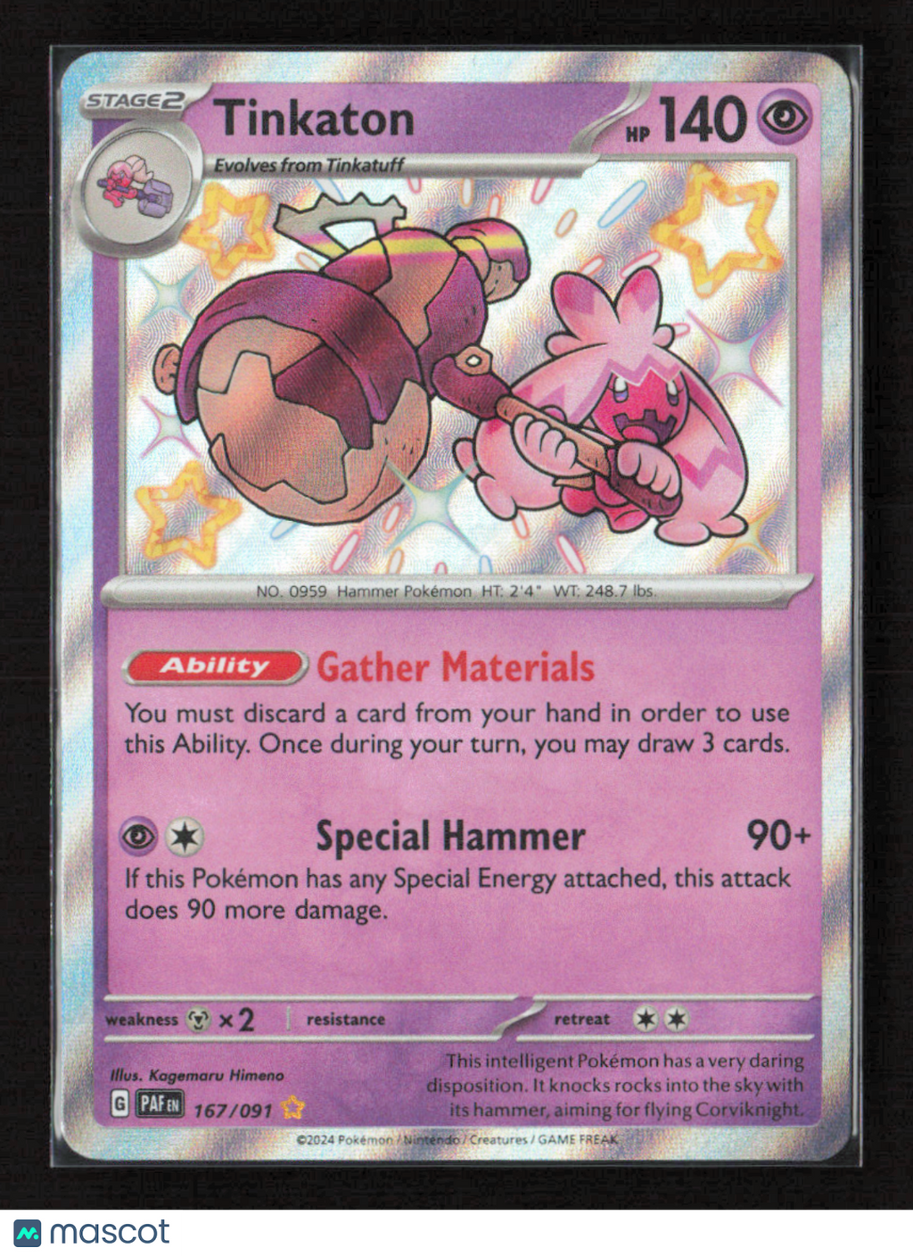 2024 Pokemon Tinkaton #167/091 Shiny Rare