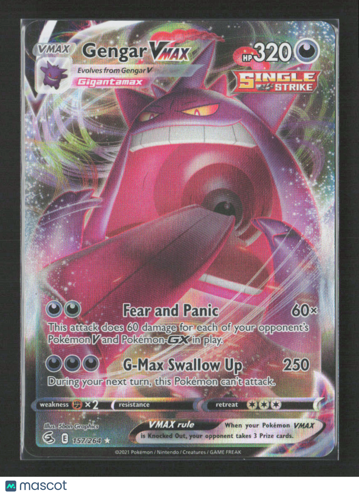 2021 Pokemon Gengar VMAX #157/264 Ultra Rare