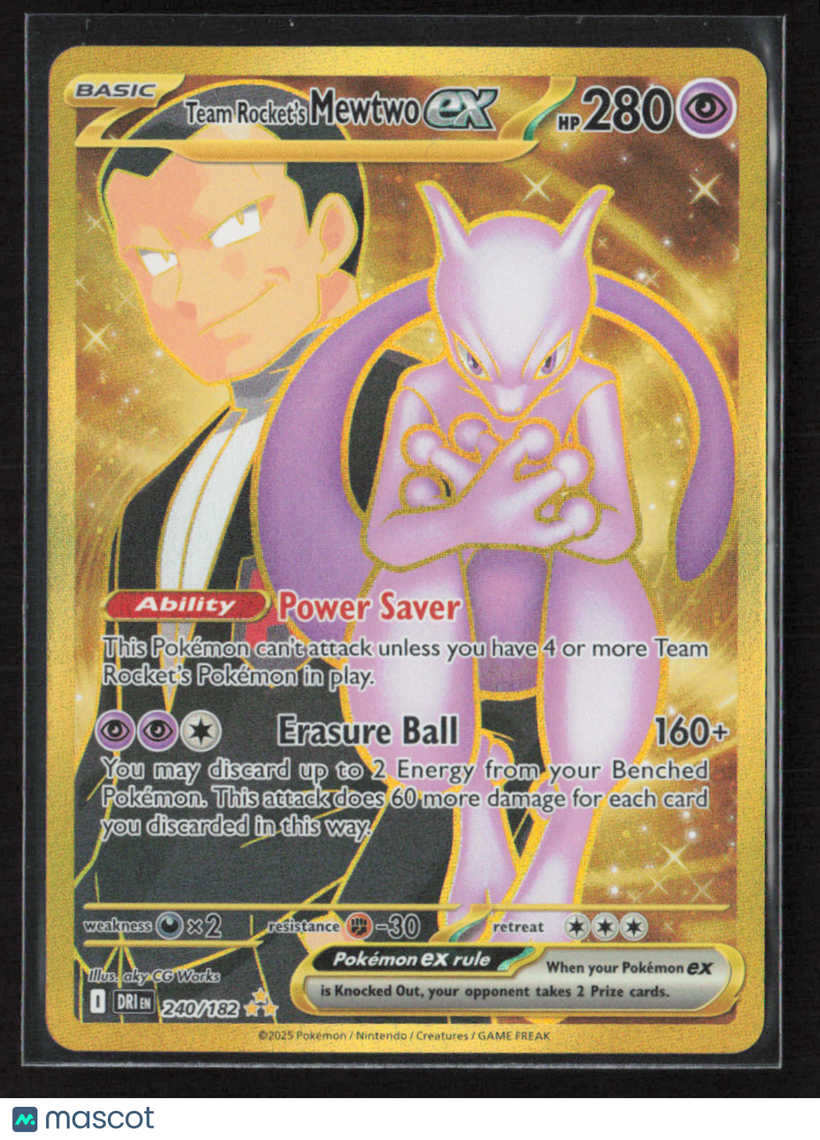 2025 Pokemon Team Rocket's Mewtwo ex - 240/182 #240/182 Hyper Rare