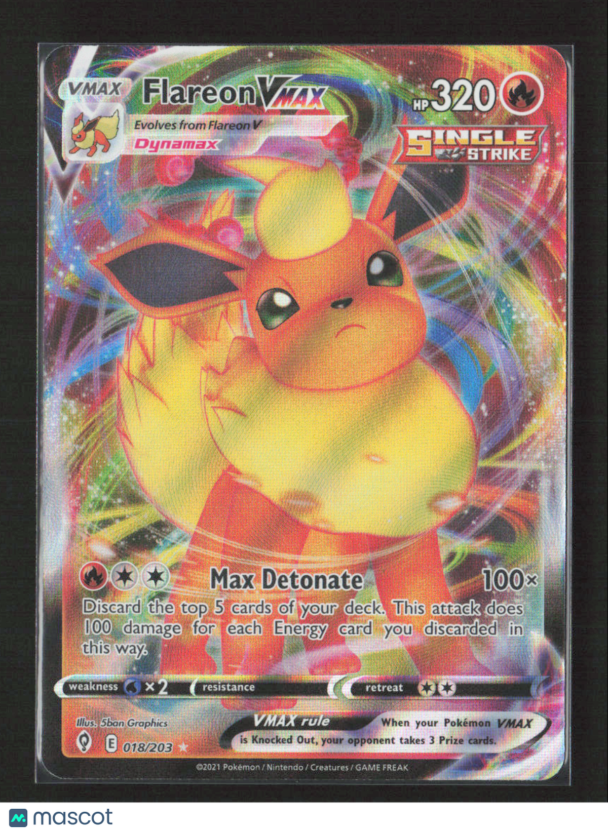 2021 Pokemon Flareon VMAX #018/203 Ultra Rare