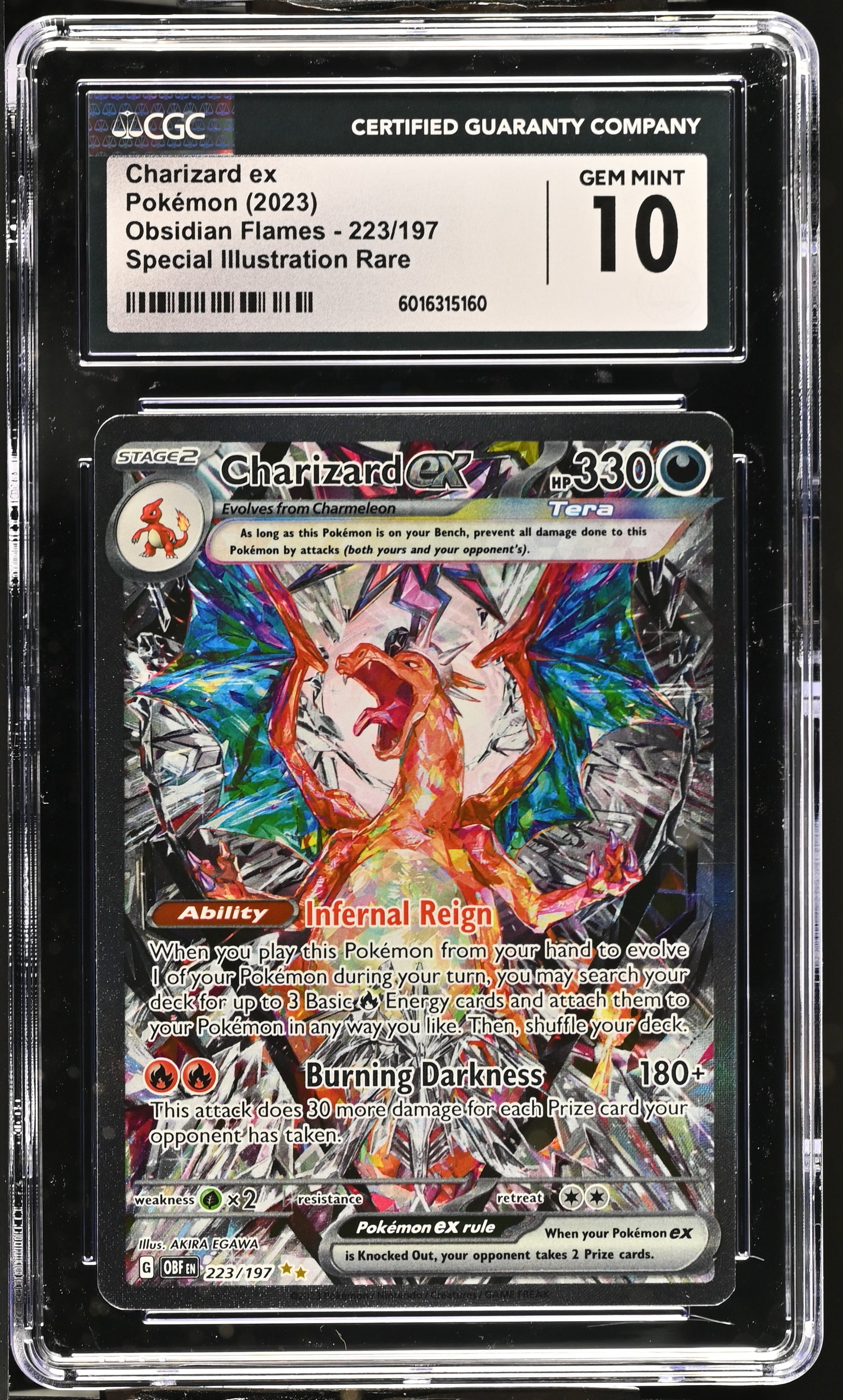 2023 Obsidian Flames #223/197 Charizard ex CGC GM10 (5160)