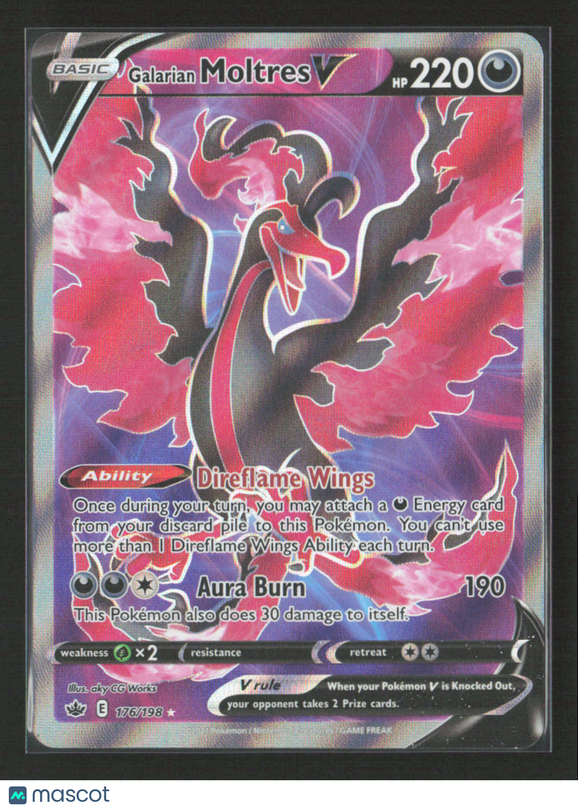 2021 Pokemon Galarian Moltres V (Full Art) #176/198 Ultra Rare