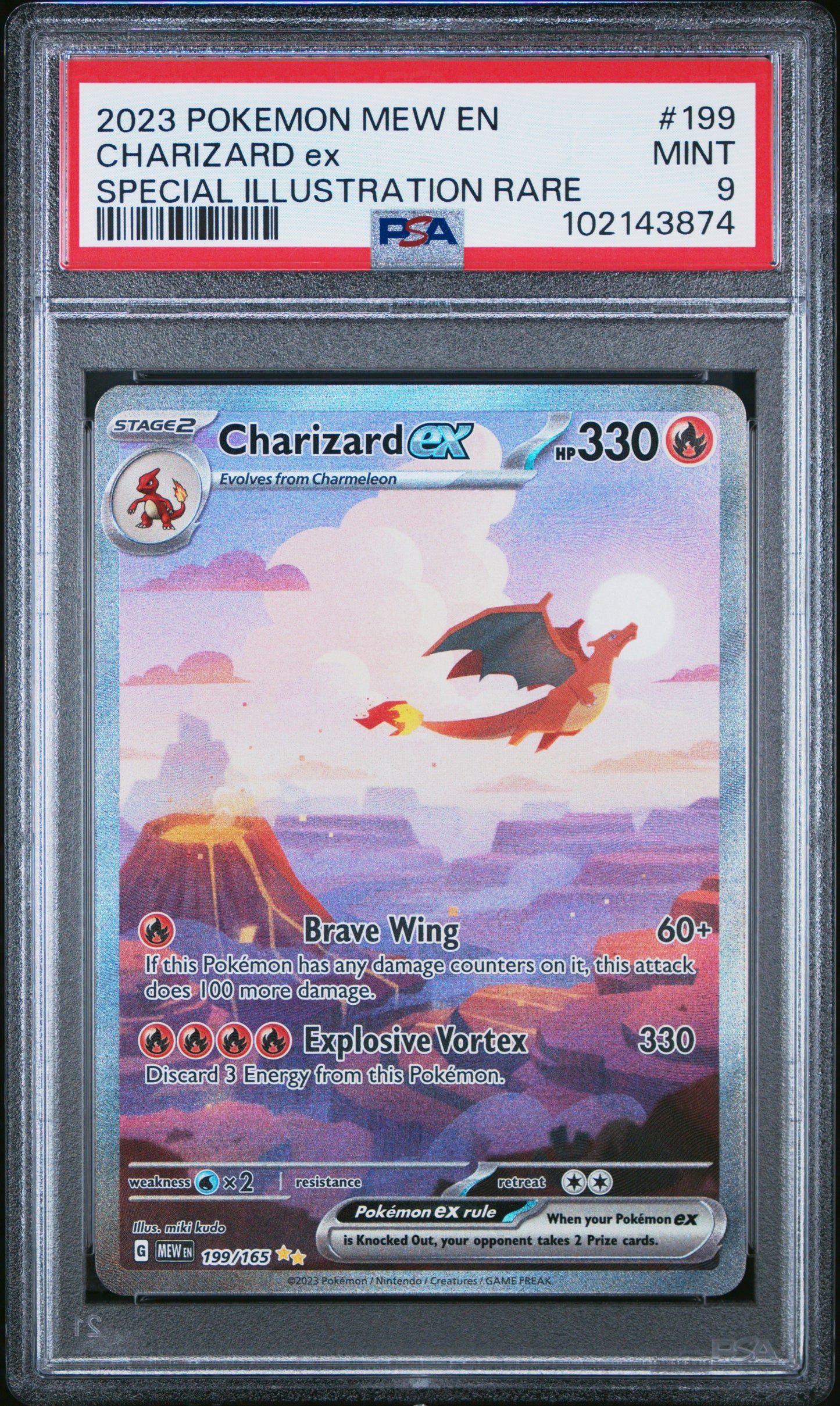 2023 Pokemon Mew En-151 #199 Charizard Ex Special Illustration Rare PSA 9 (3874)