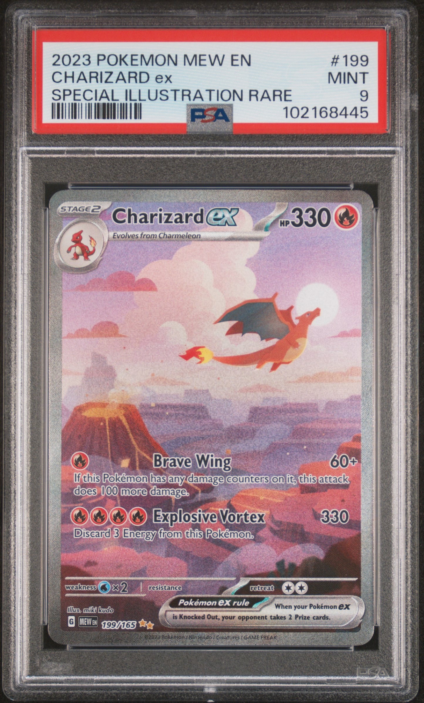 2023 Pokemon Mew En-151 #199 Charizard Ex Special Illustration Rare PSA 9 (8445)