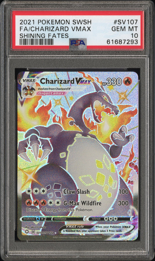 2021 Pokemon Sword & Shield Shining Fates #SV107 Fa/Charizard Vmax Shining Fates PSA 10 (7293)