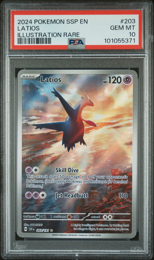 2024 Pokemon Ssp En-Surging Sparks #203 Latios Illustration Rare PSA 10