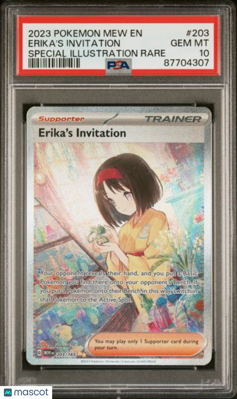 2023 Pokemon Mew EN-151 Erika's Invitation #203 Special Illustration Rare PSA 10