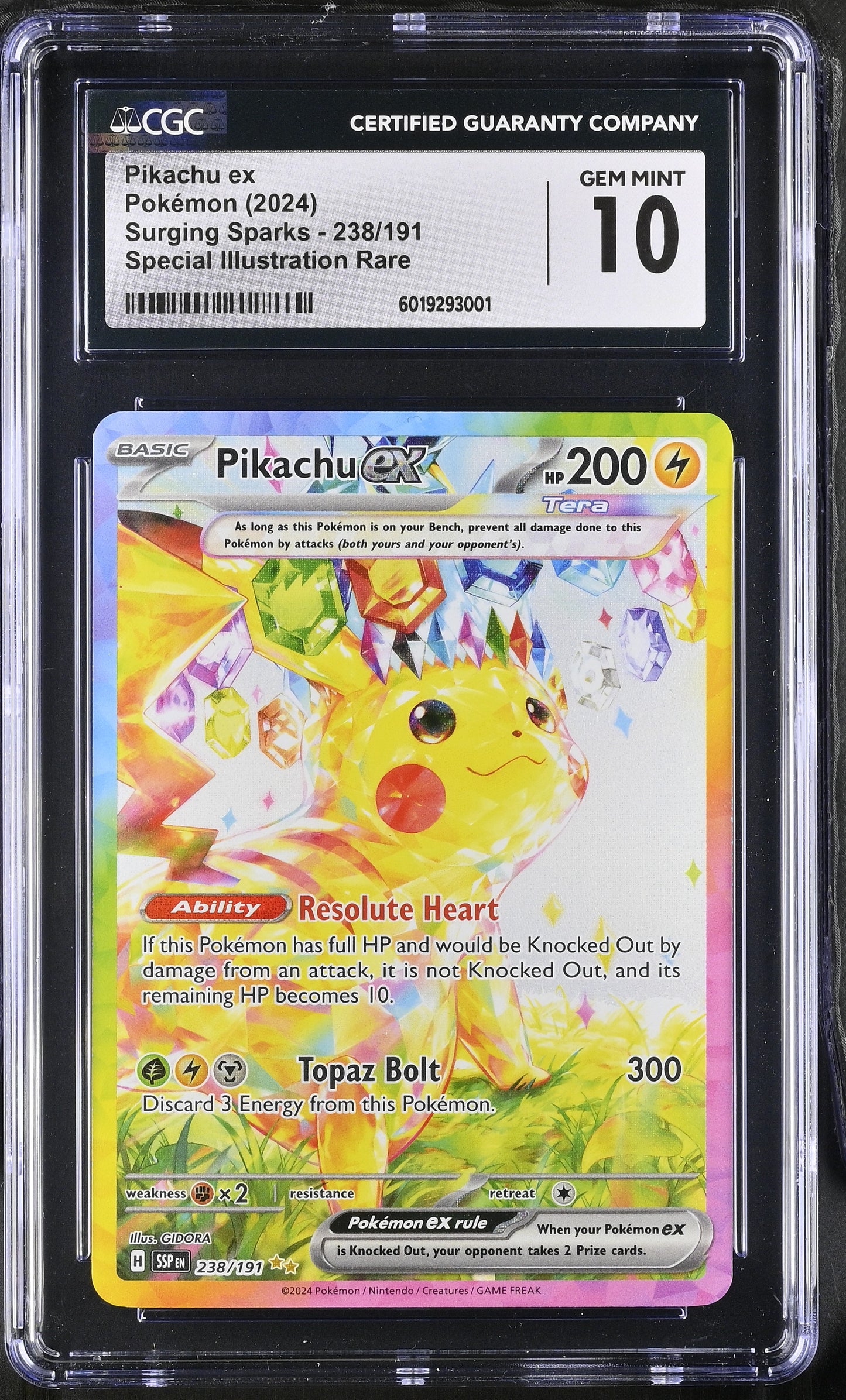 2024 Surging Sparks #238/191 Pikachu ex CGC GM10 (3001)