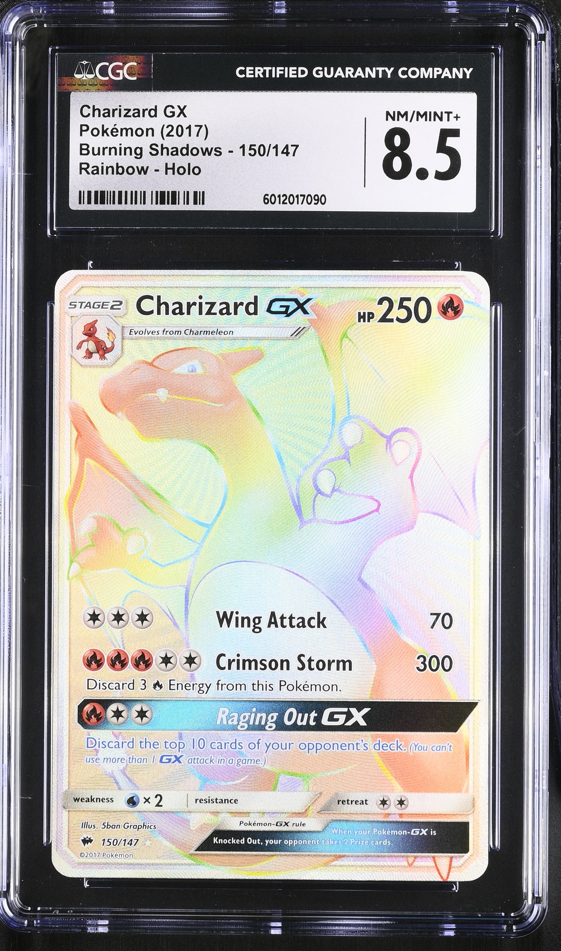 2017 Burning Shadows 150/147 Charizard GX CGC Rainbow Rare 6012017090