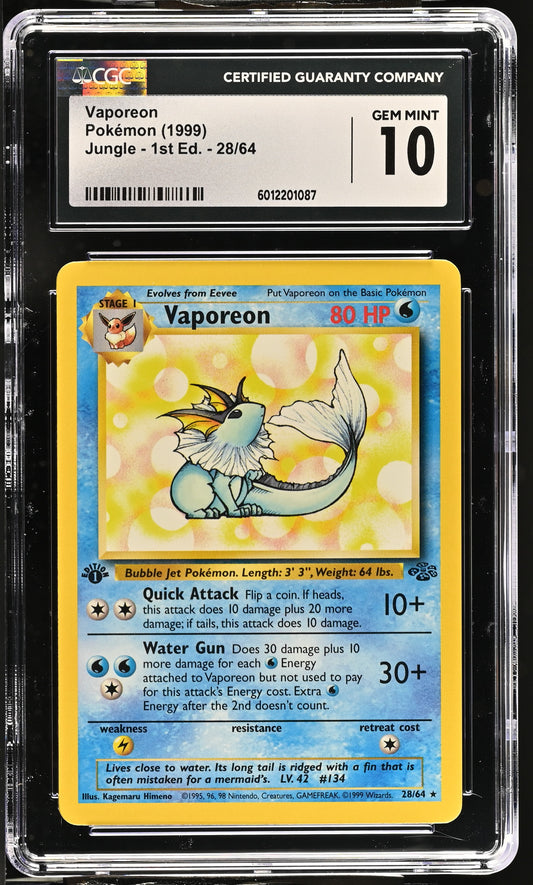 1999 Jungle - 1st Ed. 28/64 Vaporeon CGC 6012201087