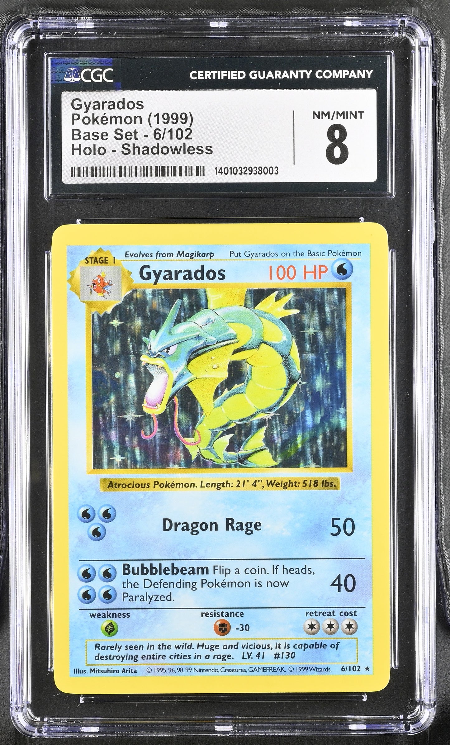 1999 Base Set (Shadowless) 6/102 Gyarados CGC Shadowless Holo 1401032938003