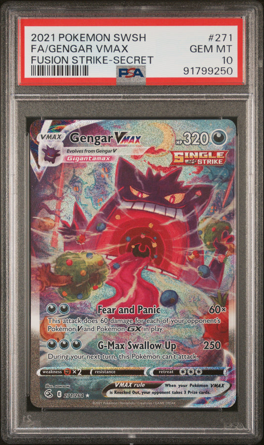 2021 Pokemon Sword & Shield Fusion Strike 271 Fa/Gengar Vmax PSA 91799250