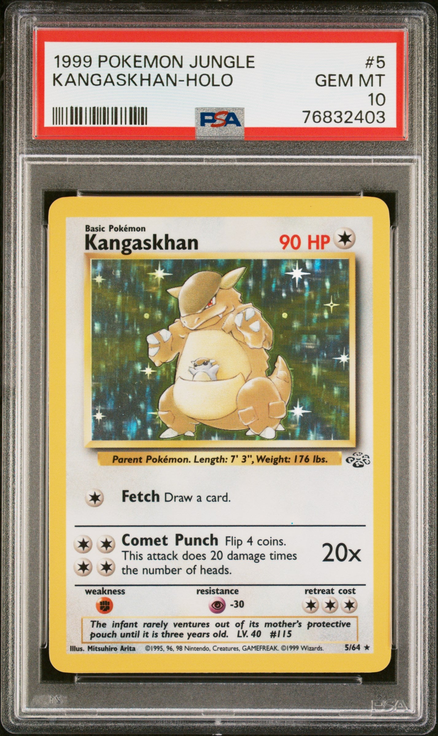 1999 Pokemon Jungle 5 Kangaskhan-Holo PSA 76832403