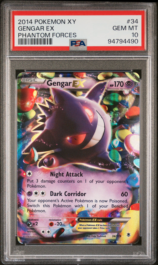 2014 Pokemon Xy Phantom Forces 34 Gengar Ex PSA 94794490