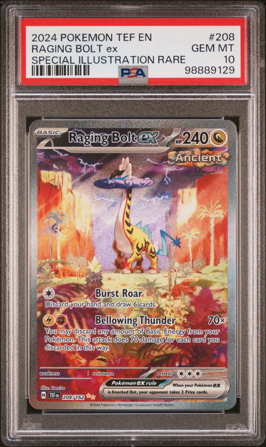 2024 Pokemon Tef En-Temporal Forces 208 Raging Bolt Ex PSA 98889129