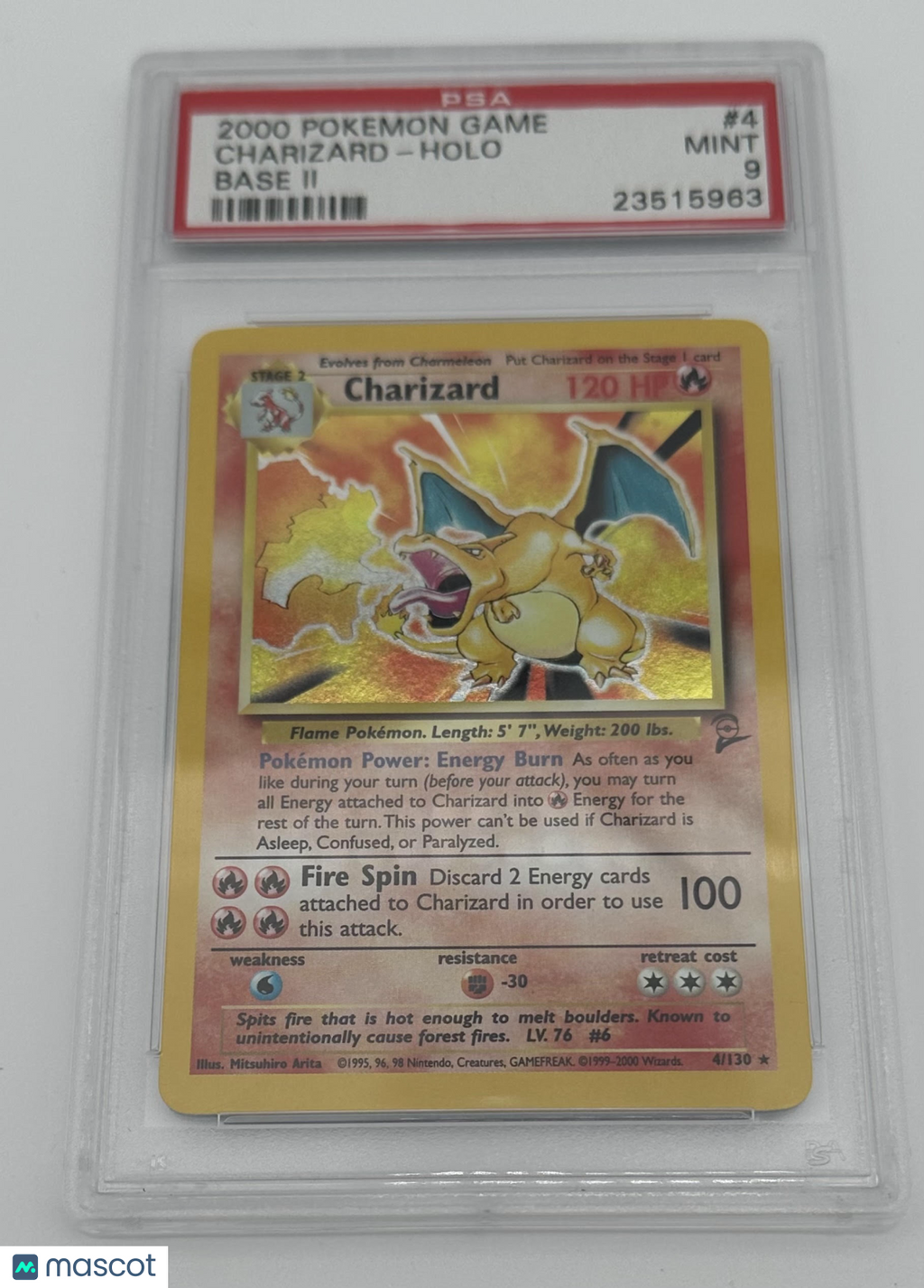 2000 Pokemon Game Base II Charizard #4 Base II PSA 9