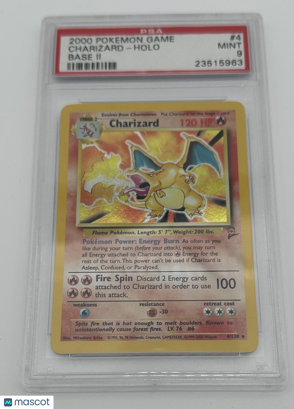 2000 Pokemon Game Base II Charizard #4 Base II PSA 9