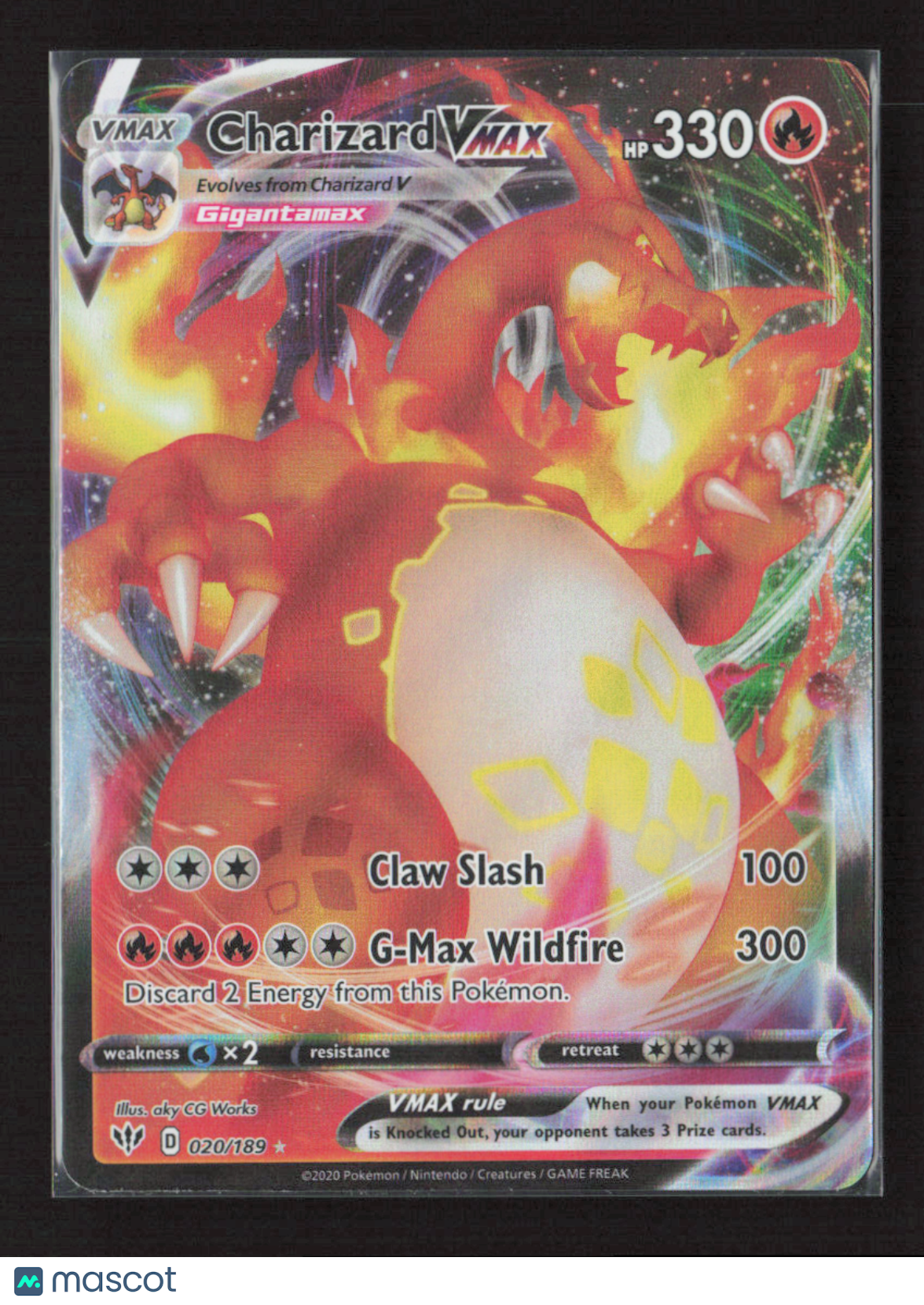 2020 Pokemon Charizard VMAX #020/189 Ultra Rare