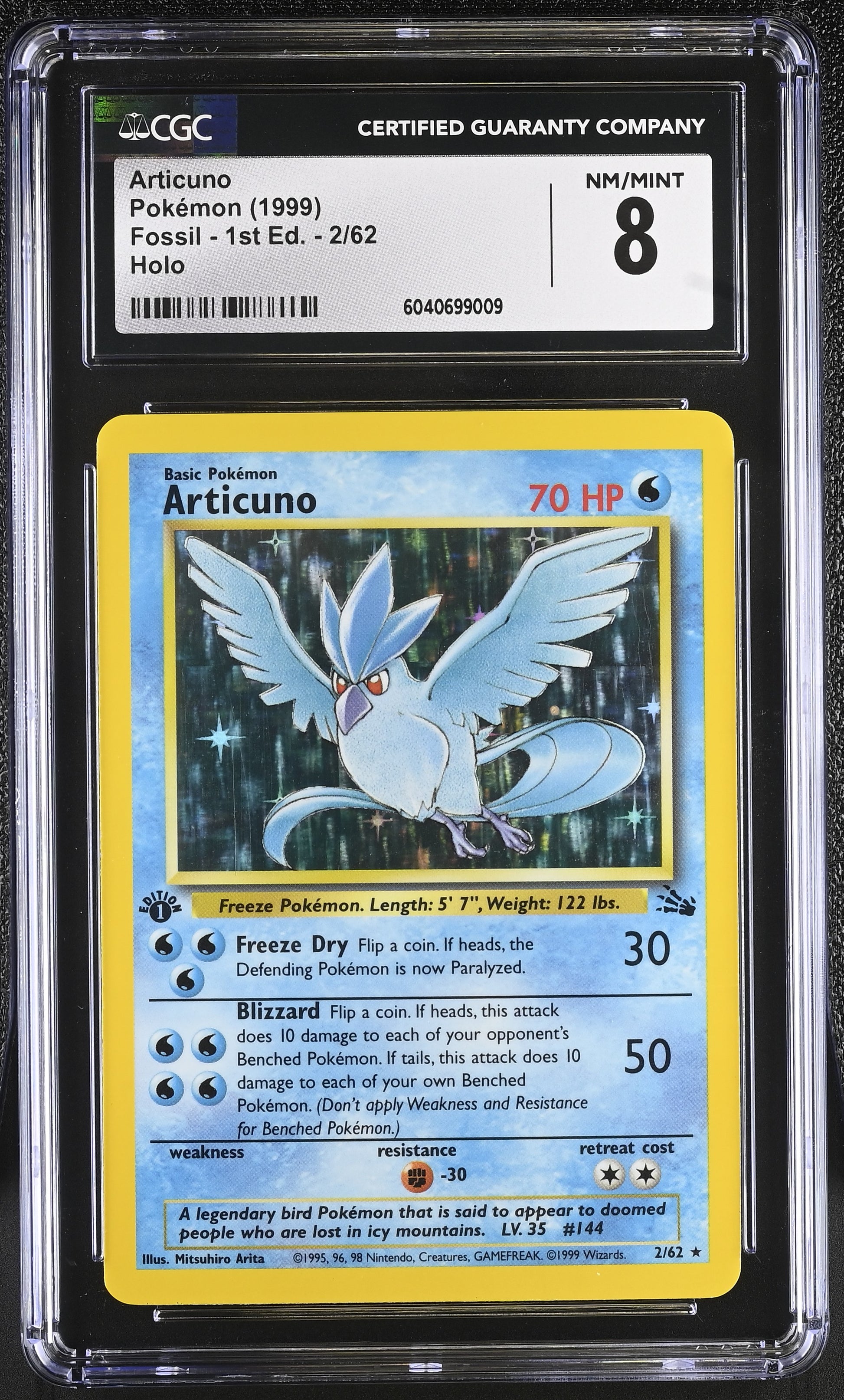 Articuno 2/62 1999 Fossil - 1st Ed. CGC 8 6040699009