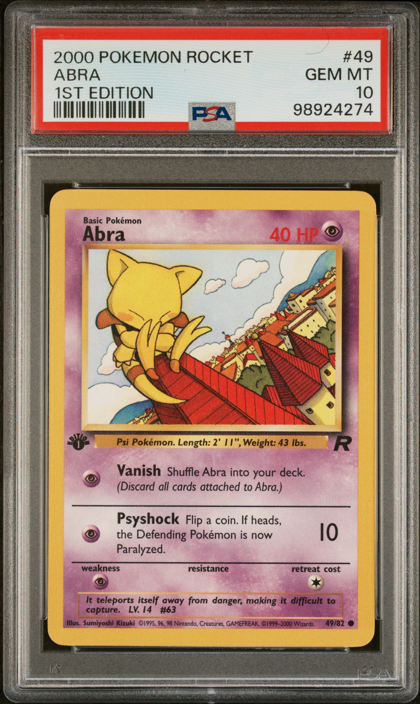 Abra 49 2000 Pokemon Rocket PSA 10 98924274