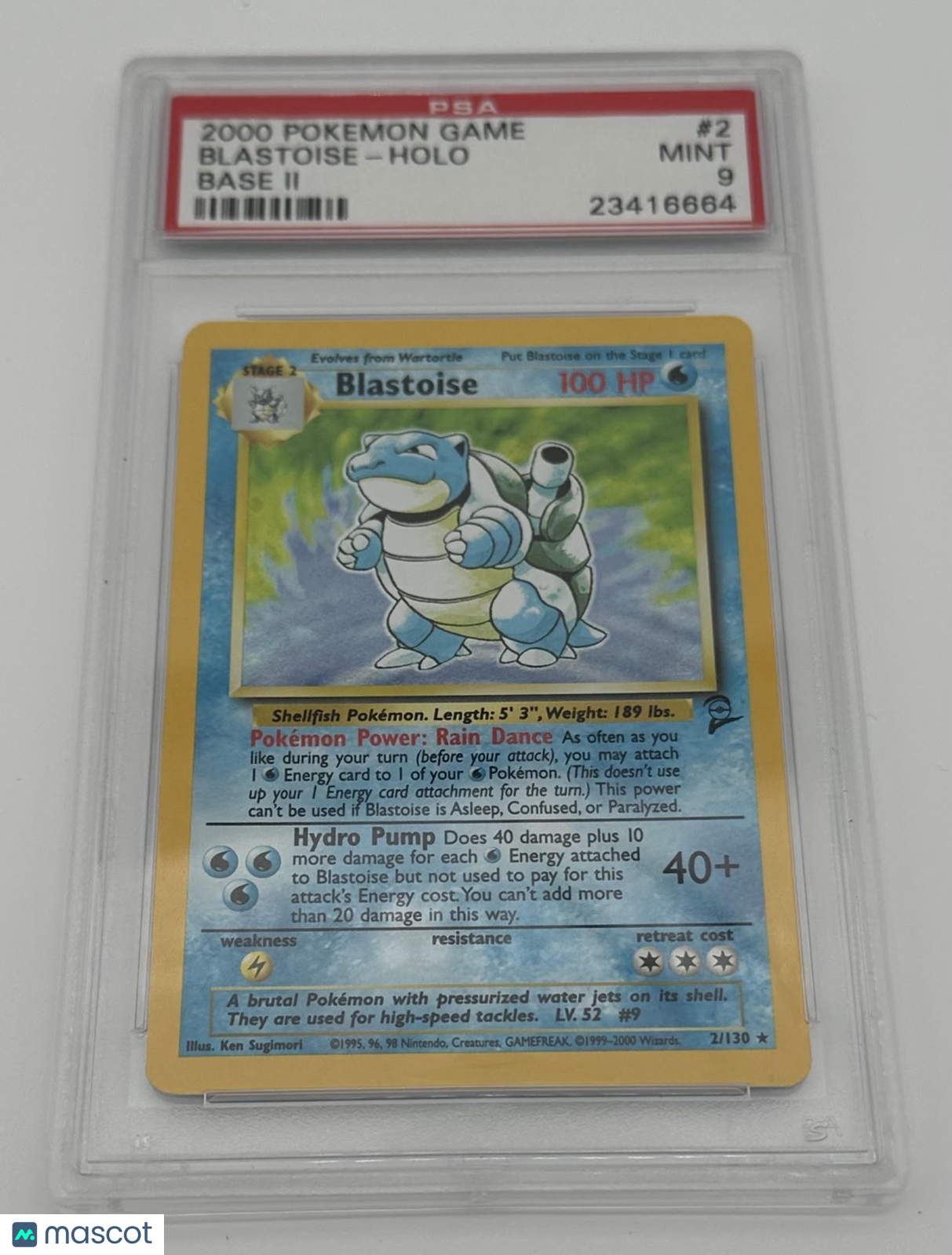 2000 Pokemon Game Base II Blastoise #2 Base II PSA 9