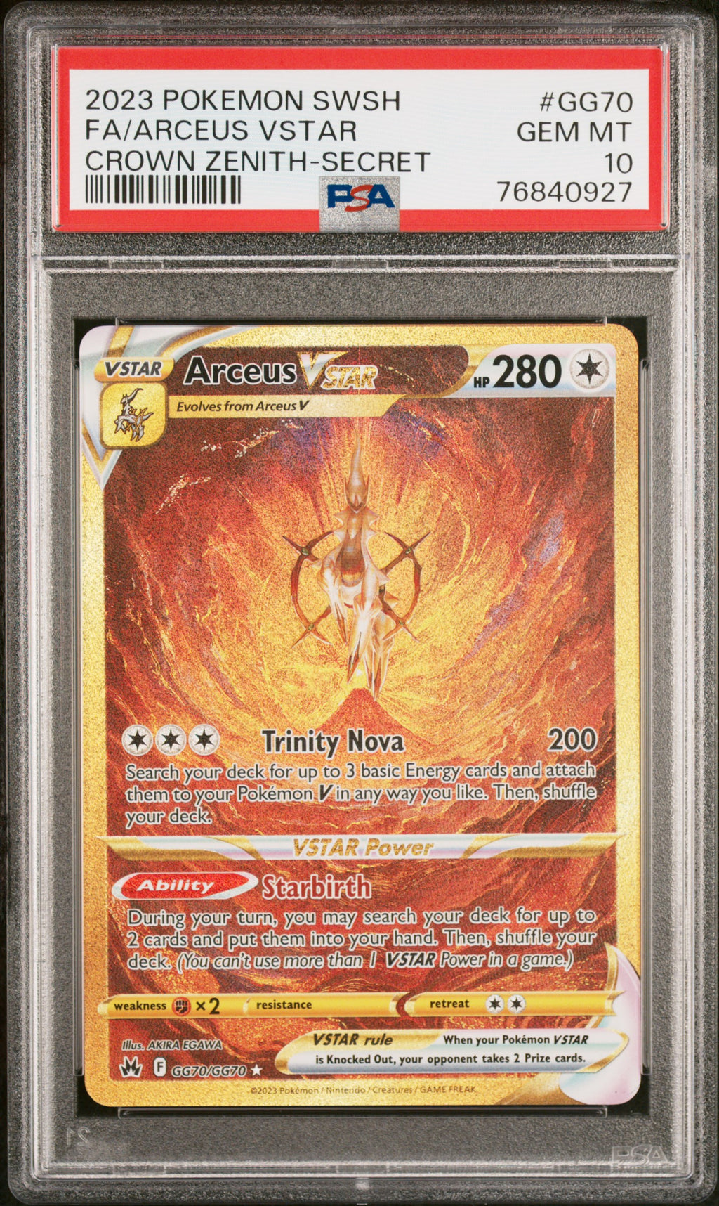 Fa/Arceus Vstar GG70 2023 Pokemon Sword And Shield Crown Zenith PSA 10 76840927