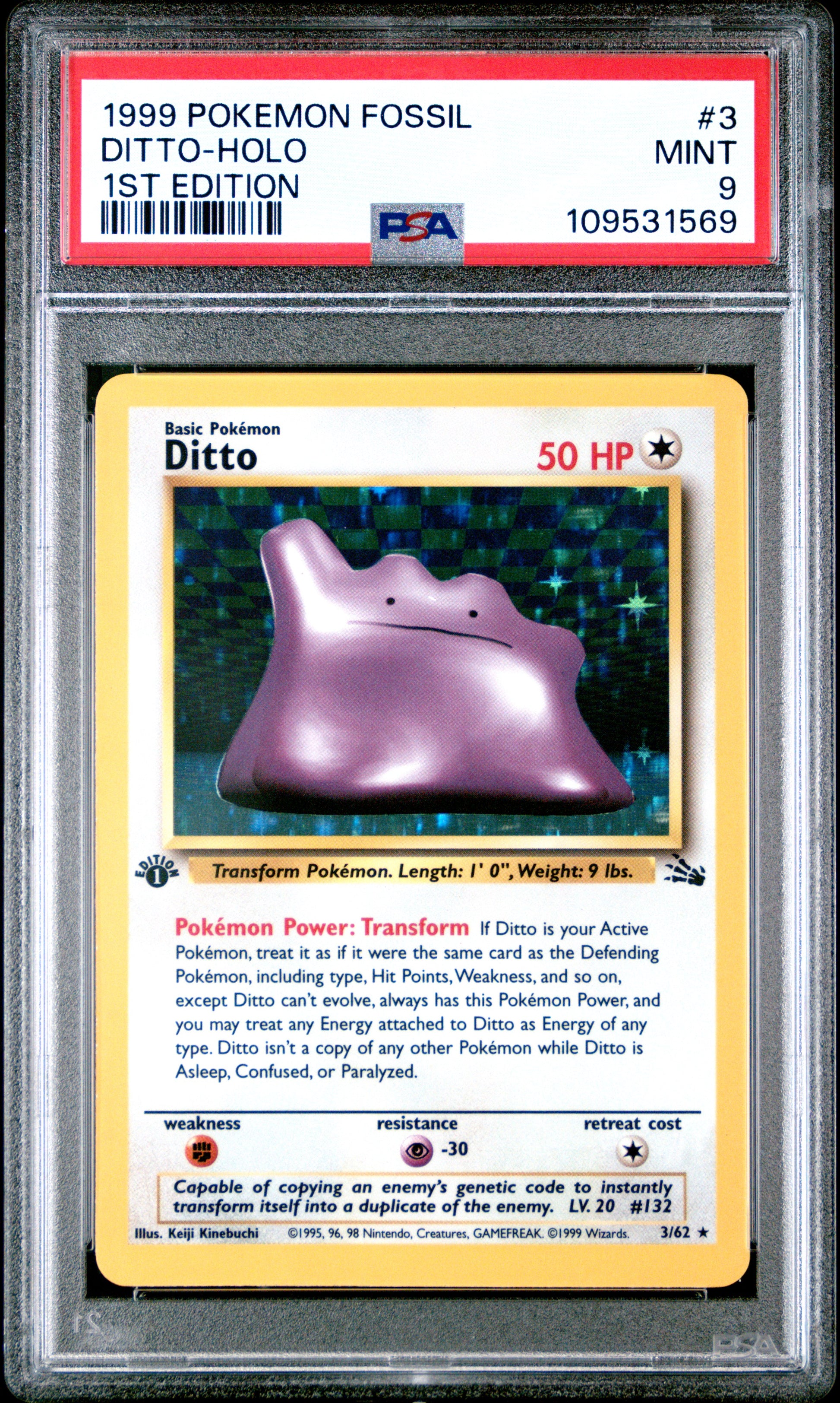 Ditto-Holo 3 1999 Pokemon Fossil PSA 9 109531569
