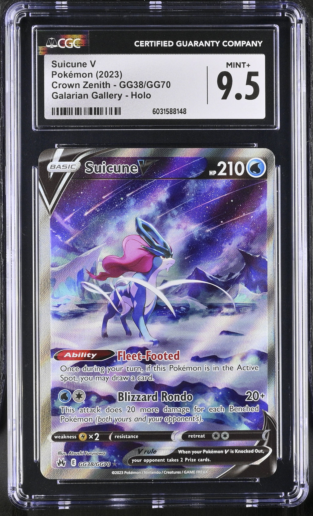 Suicune V GG38/GG70 2023 Crown Zenith CGC 9.5 6031588148