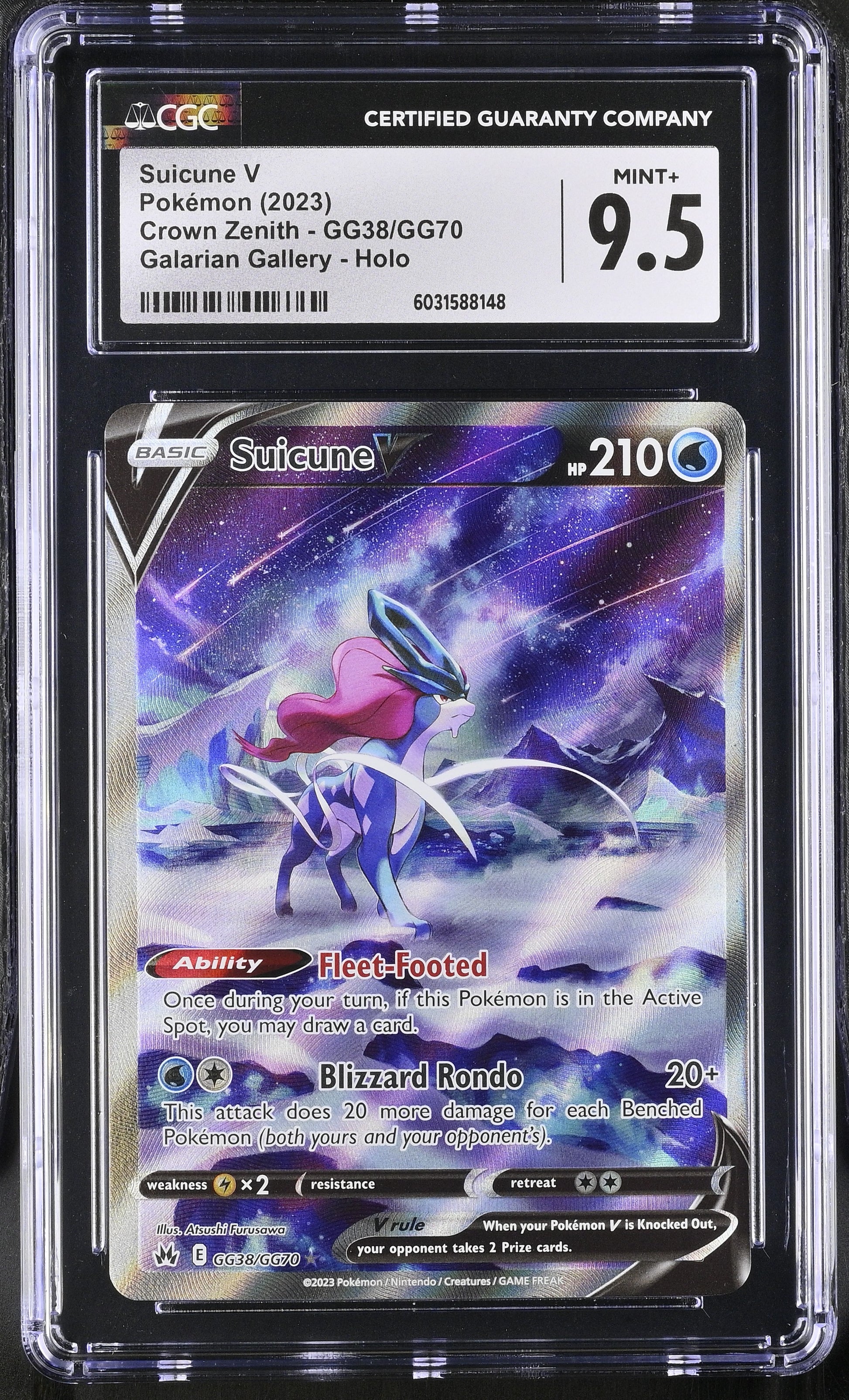 Suicune V GG38/GG70 2023 Crown Zenith CGC 9.5 6031588148