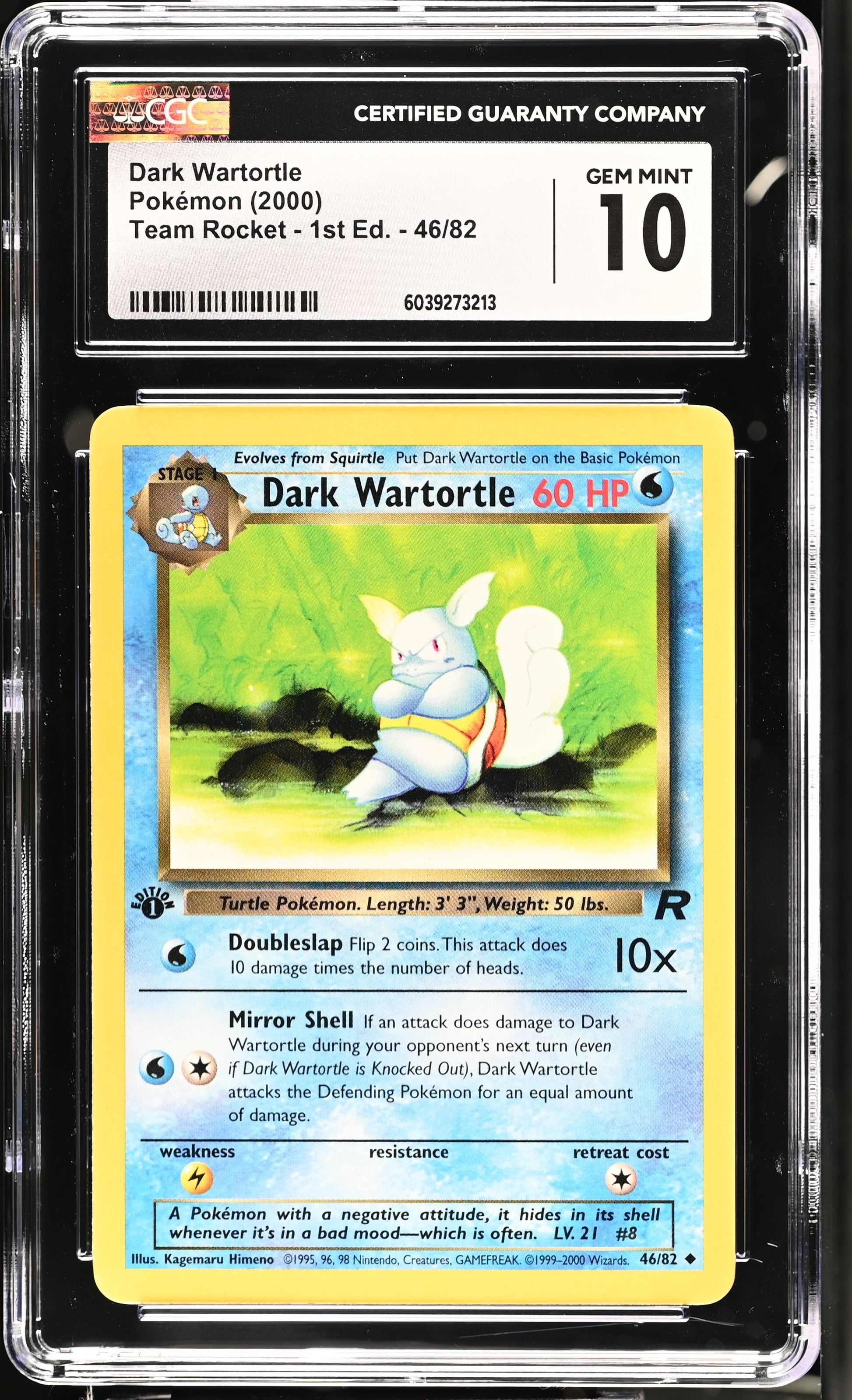 Dark Wartortle 46/82 2000 Team Rocket - 1st Ed. CGC 10 6039273213