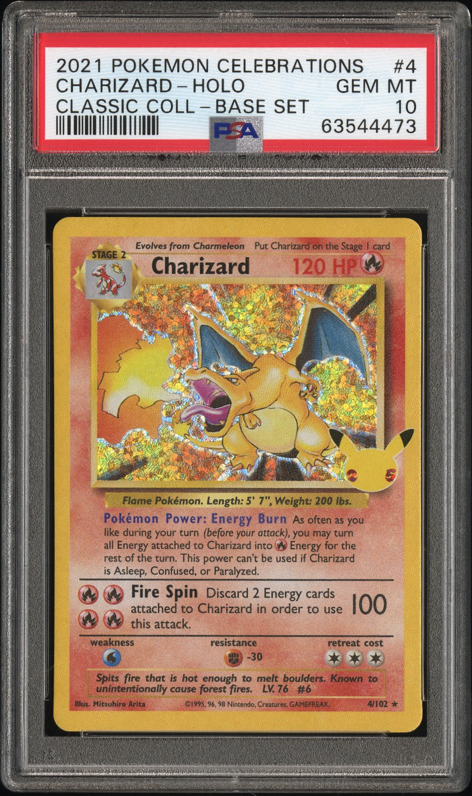 Charizard-Holo 4 2021 Pokemon Celebrations Classic Collection PSA 10 63544473